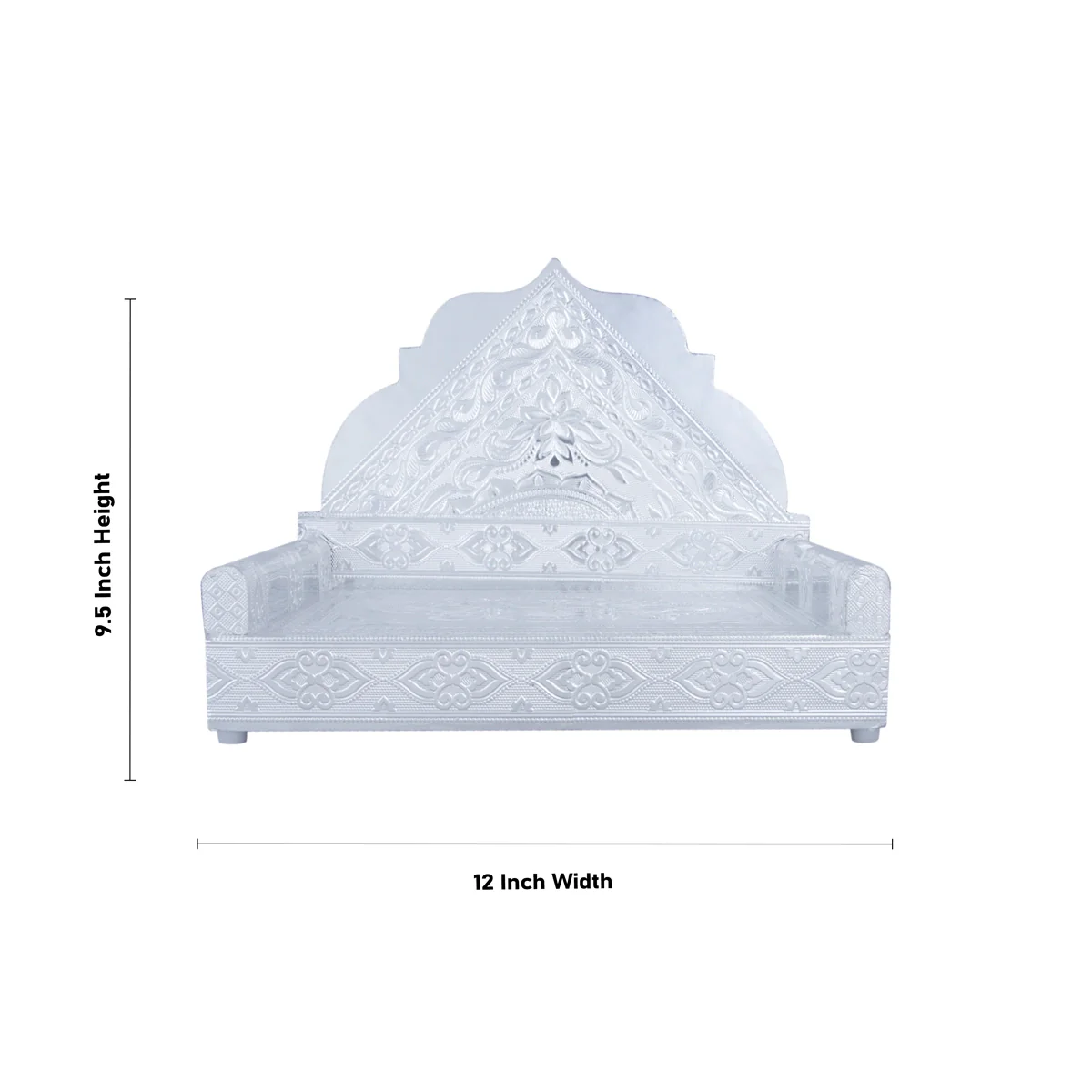 Simhasan - 9.5 x 12 Inches | Silver Polish Aasan/ Chowki/ Bajot for Pooja Mandir - Image 2