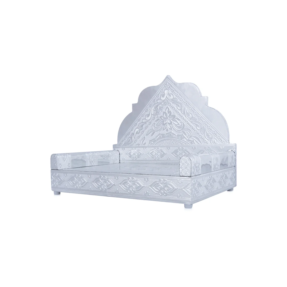 Simhasan - 9.5 x 12 Inches | Silver Polish Aasan/ Chowki/ Bajot for Pooja Mandir - Image 4
