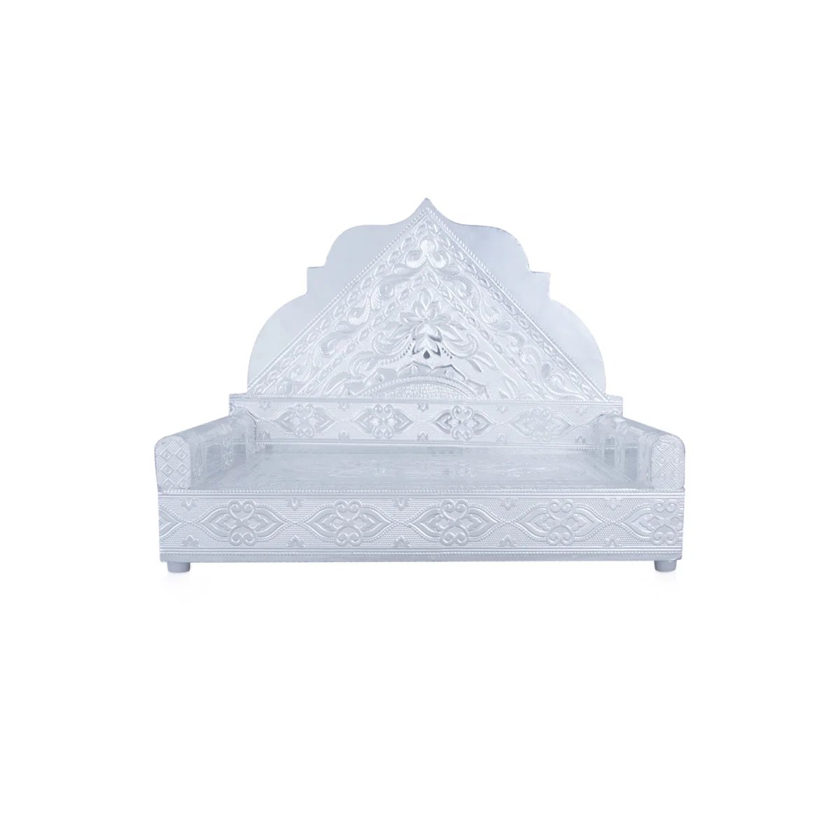 Simhasan - 9.5 x 12 Inches | Silver Polish Aasan/ Chowki/ Bajot for Pooja Mandir - Image 6