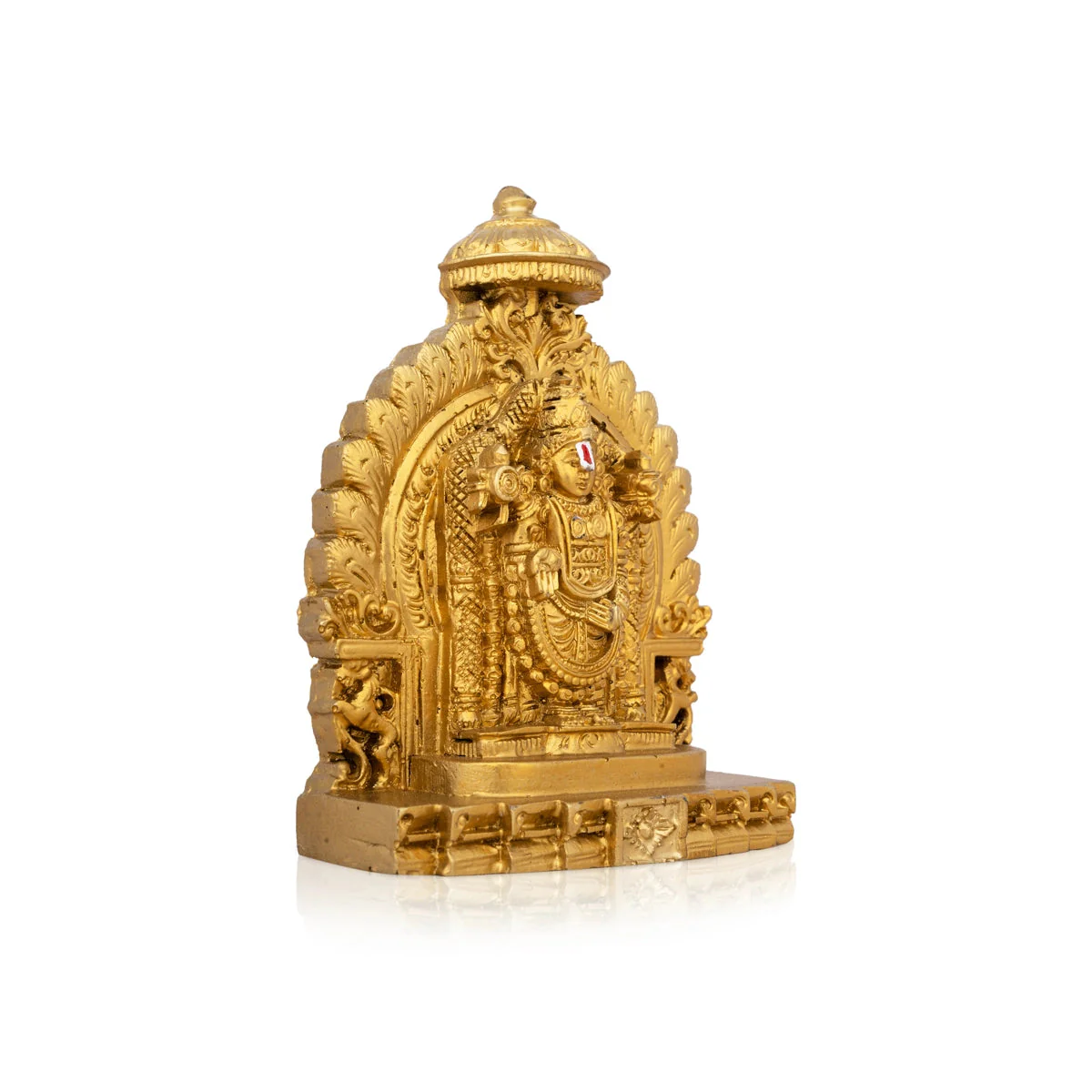 Balaji Murti Standing On Simhasan - 5 x 4 Inches | Resin Statue/ Gold Polish Balaji Idol for Pooja/ 296 Gms - Image 3