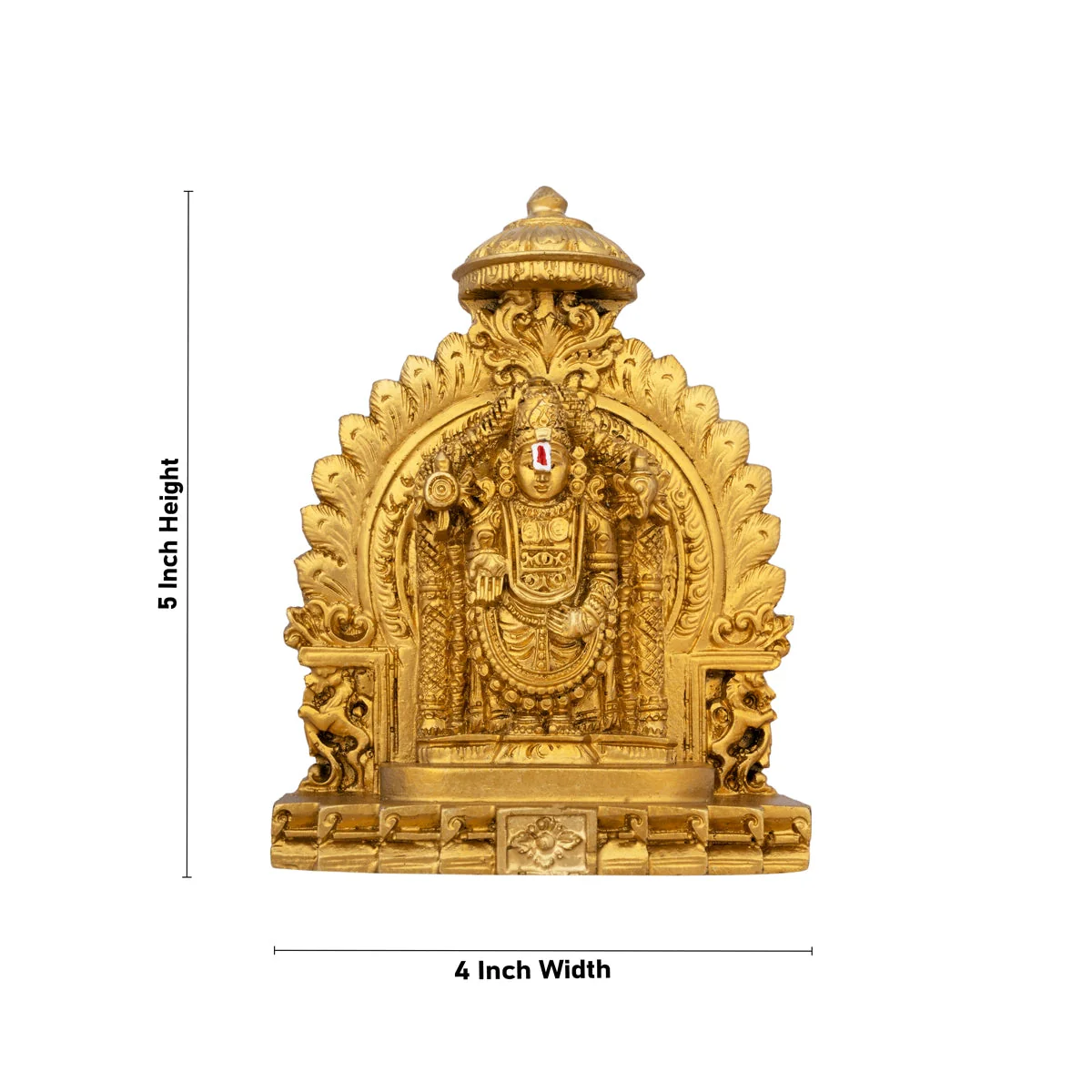Balaji Murti Standing On Simhasan - 5 x 4 Inches | Resin Statue/ Gold Polish Balaji Idol for Pooja/ 296 Gms - Image 5