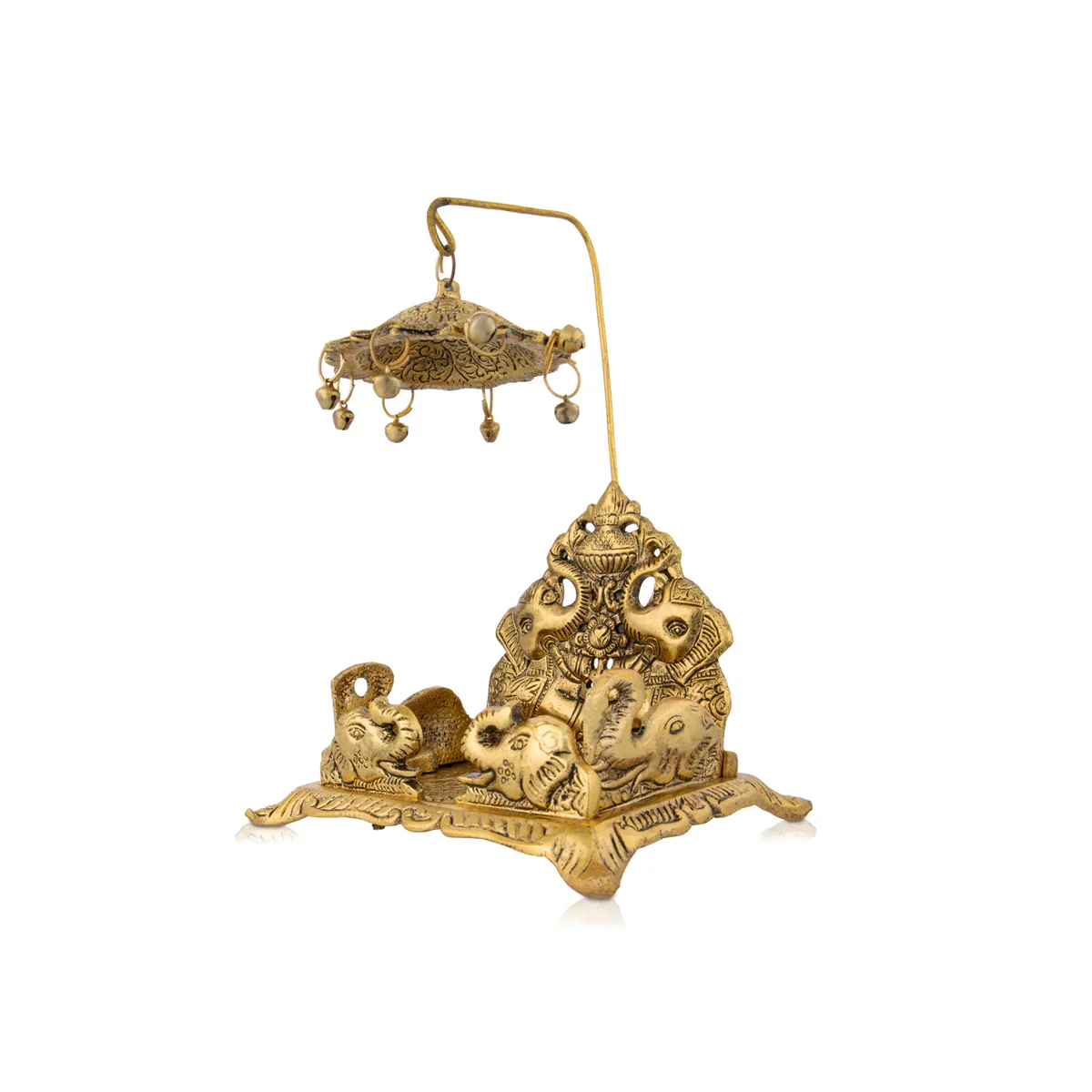 Simhasan Chatri - 8 x 5 Inches | Aluminium Chowki/ Gold Polish Simhasan for Deity - Image 2