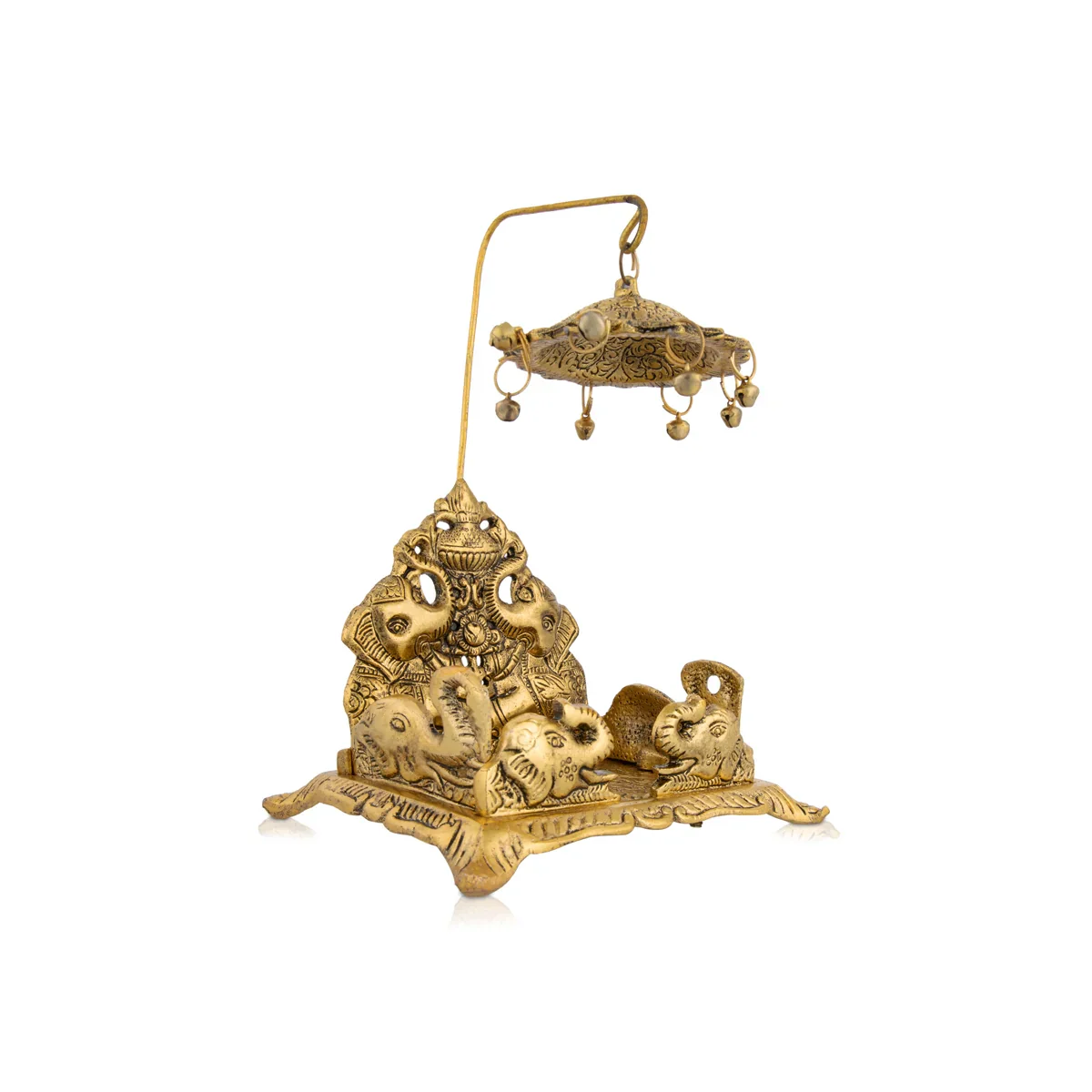 Simhasan Chatri - 8 x 5 Inches | Aluminium Chowki/ Gold Polish Simhasan for Deity - Image 3