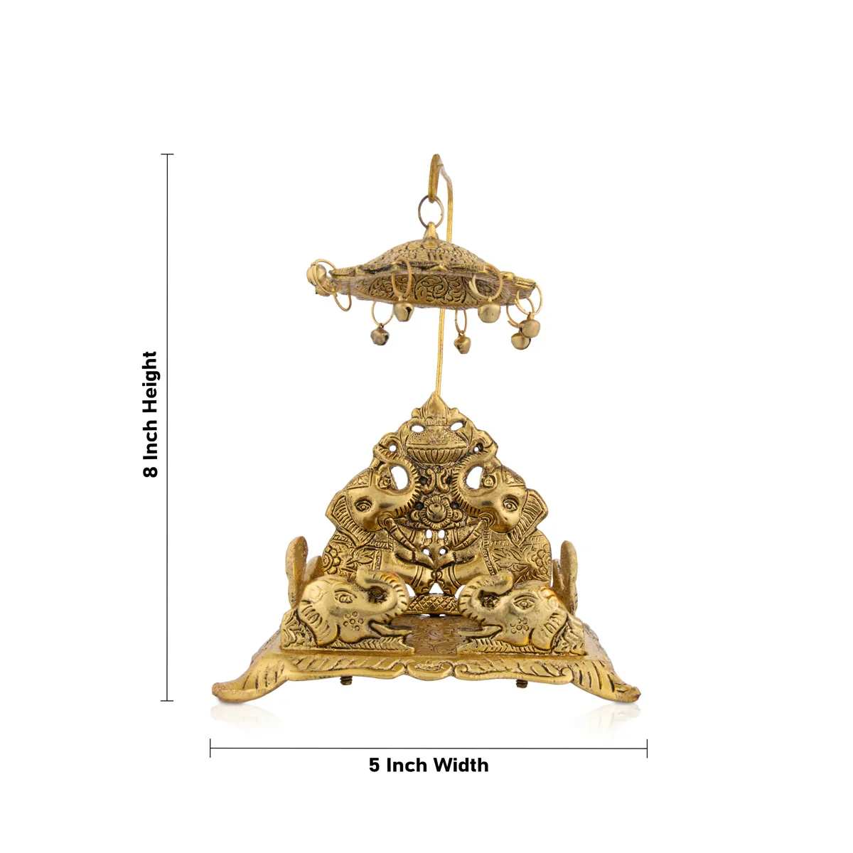 Simhasan Chatri - 8 x 5 Inches | Aluminium Chowki/ Gold Polish Simhasan for Deity - Image 5