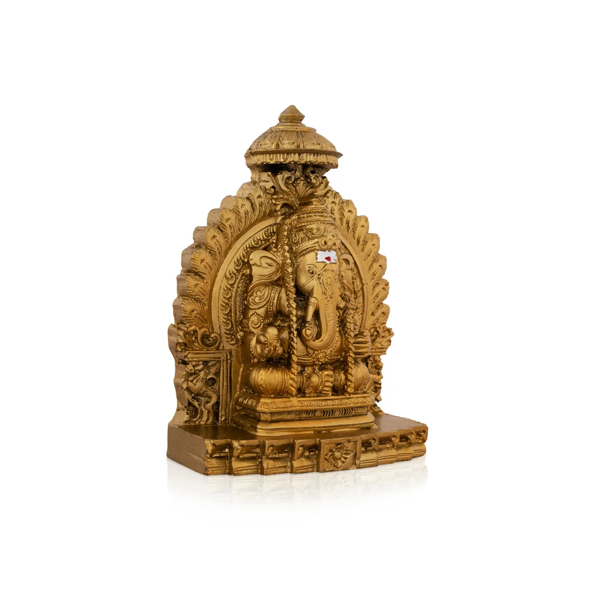 Pillayarpatti Ganesh Murti Sitting On Simhasan - 5 x 4 Inches | Resin Statue/ Gold Polish Vinayaka Idol for Pooja - Image 3