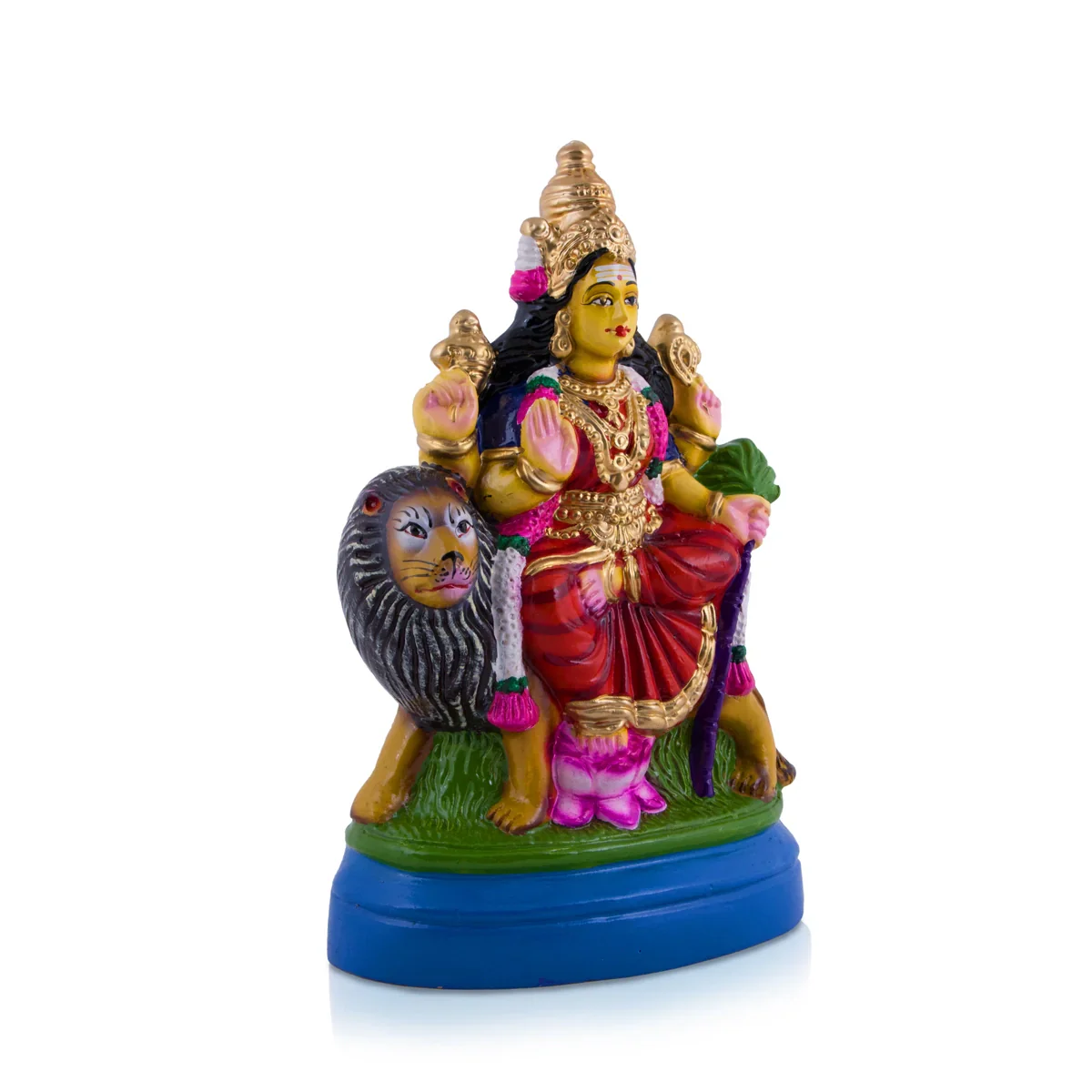 Simhavahini Durga Paper Mache Golu Bommai - 12 x 6.5 Inches | Giri Golu Doll/ Navaratri Golu Bomma/Gombe/Bommai - Image 2