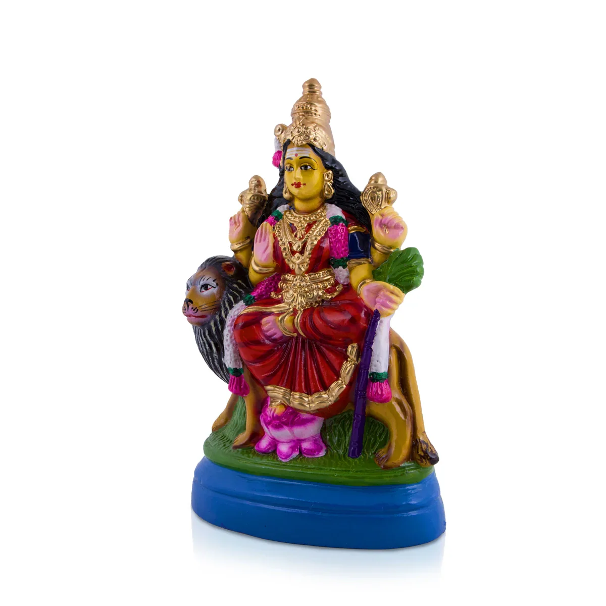 Simhavahini Durga Paper Mache Golu Bommai - 12 x 6.5 Inches | Giri Golu Doll/ Navaratri Golu Bomma/Gombe/Bommai - Image 3