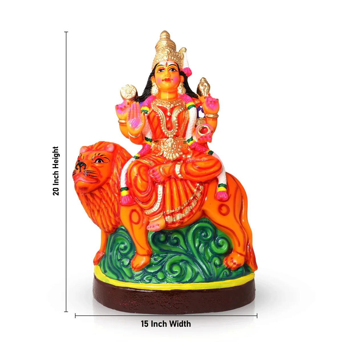 Simhavahini Durga Paper Mache Golu Bommai - 20 Inches | Giri Golu Doll/ Navaratri Golu Bomma/Gombe/Bommai - Image 5