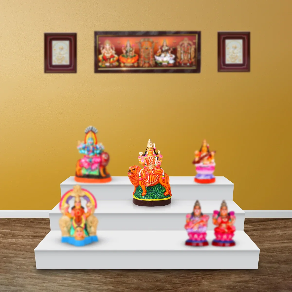 Simhavahini Durga Paper Mache Golu Bommai - 20 Inches | Giri Golu Doll/ Navaratri Golu Bomma/Gombe/Bommai - Image 6