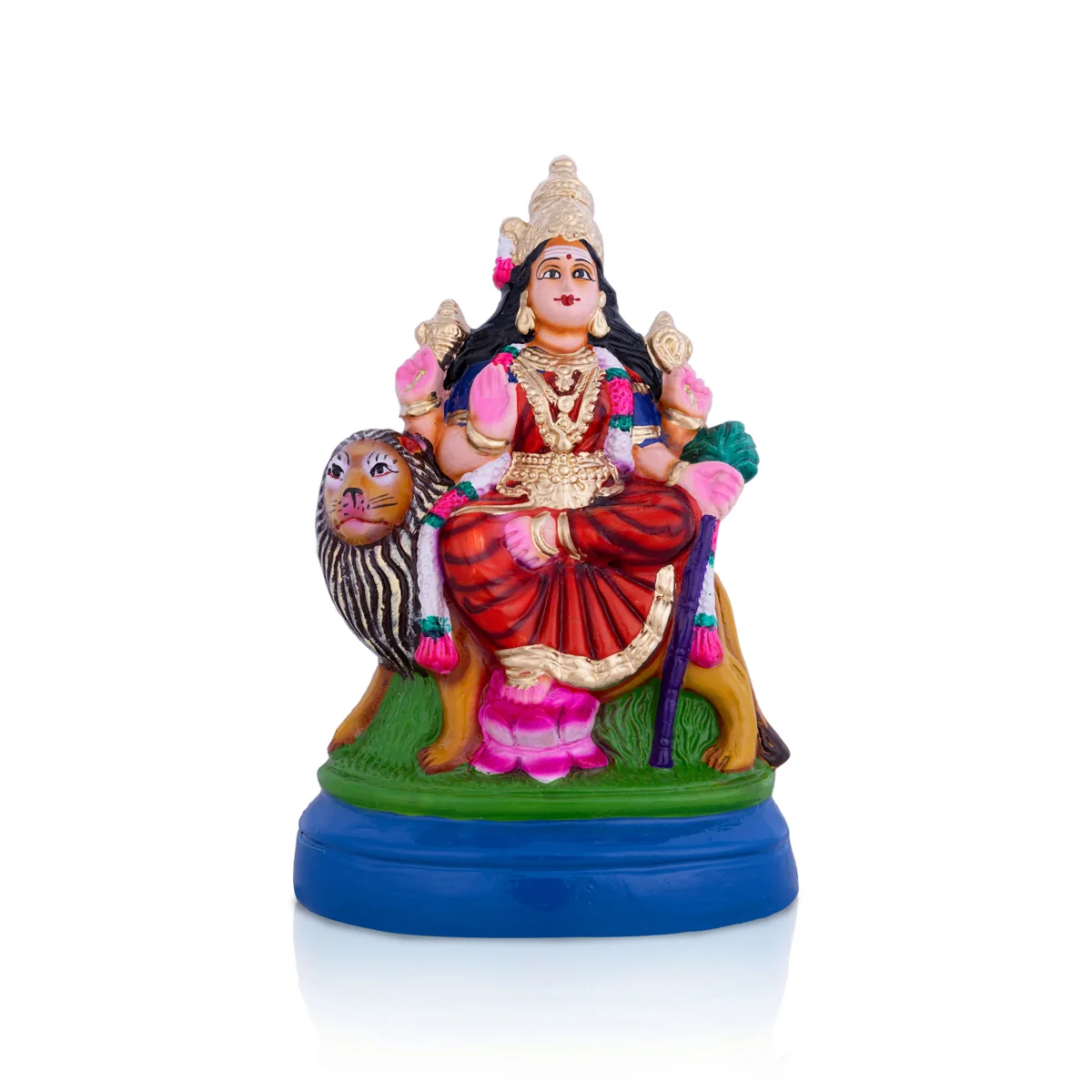 Simhavahini Durga Idol Paper Mache Golu Bommai- 11 X 7 Inches | Giri Golu Doll/ Navaratri Gombe/Navratri Decor - Image 2
