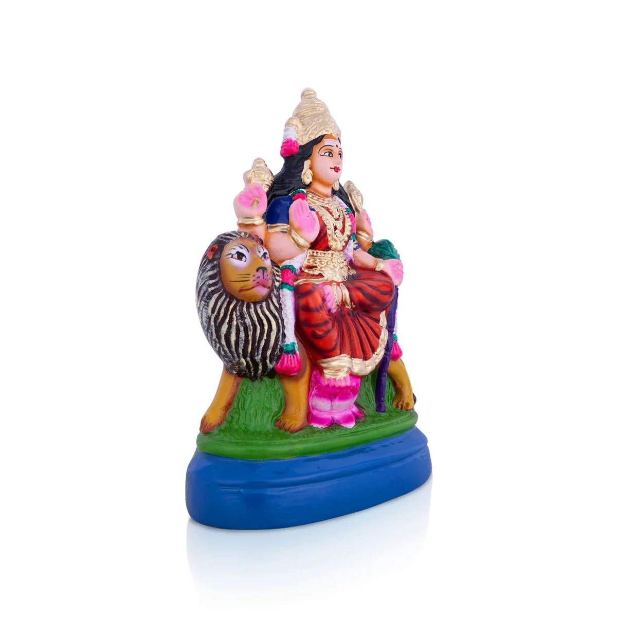 Simhavahini Durga Idol Paper Mache Golu Bommai- 11 X 7 Inches | Giri Golu Doll/ Navaratri Gombe/Navratri Decor - Image 3