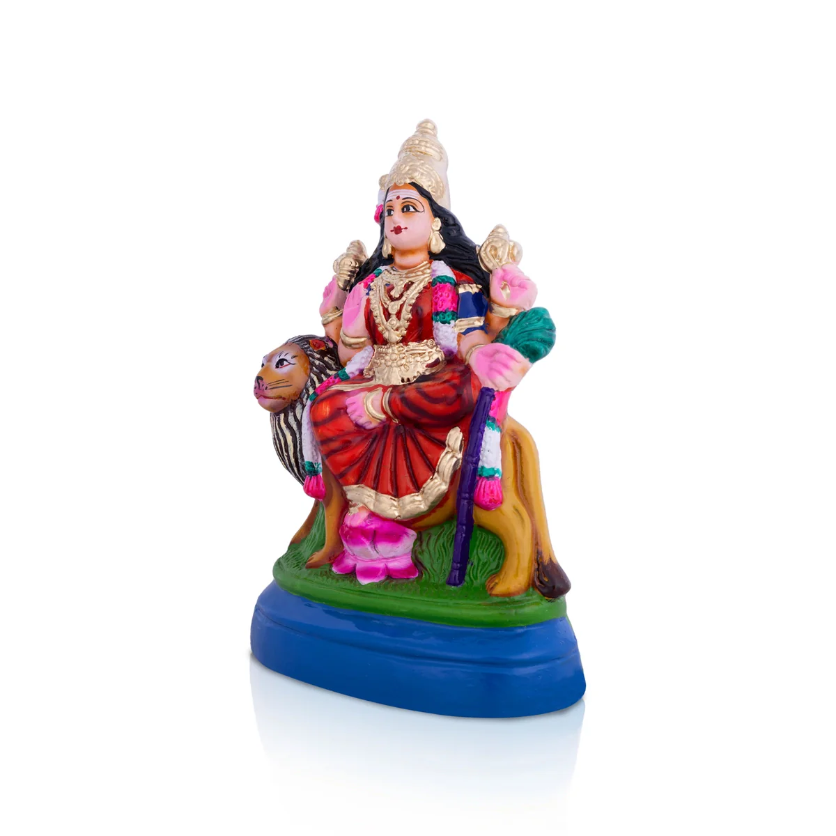Simhavahini Durga Idol Paper Mache Golu Bommai- 11 X 7 Inches | Giri Golu Doll/ Navaratri Gombe/Navratri Decor - Image 4