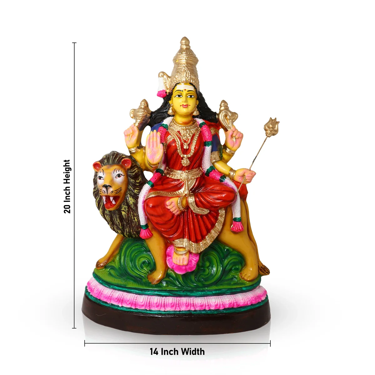 Simhavahini Durga Idol Paper Mache Golu Bommai- 20 X 14 Inches | Giri Golu Doll/ Navaratri Gombe/Navratri Decor - Image 2