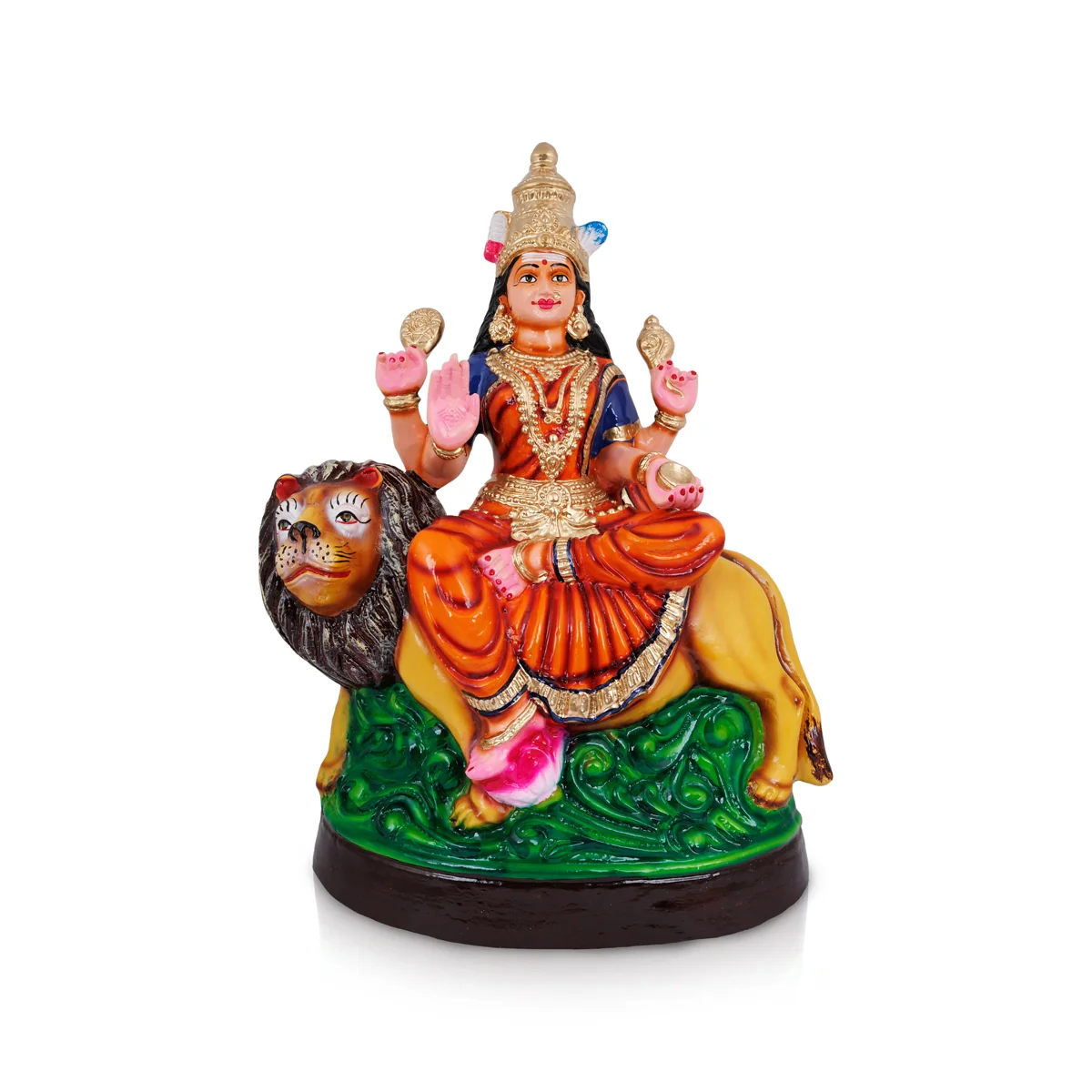 Simhavahini Durga Murti Paper Mache Golu Bommai- 24 X 17 Inches | Giri Golu Doll/Navaratri Gombe/Navratri Decor - Image 2