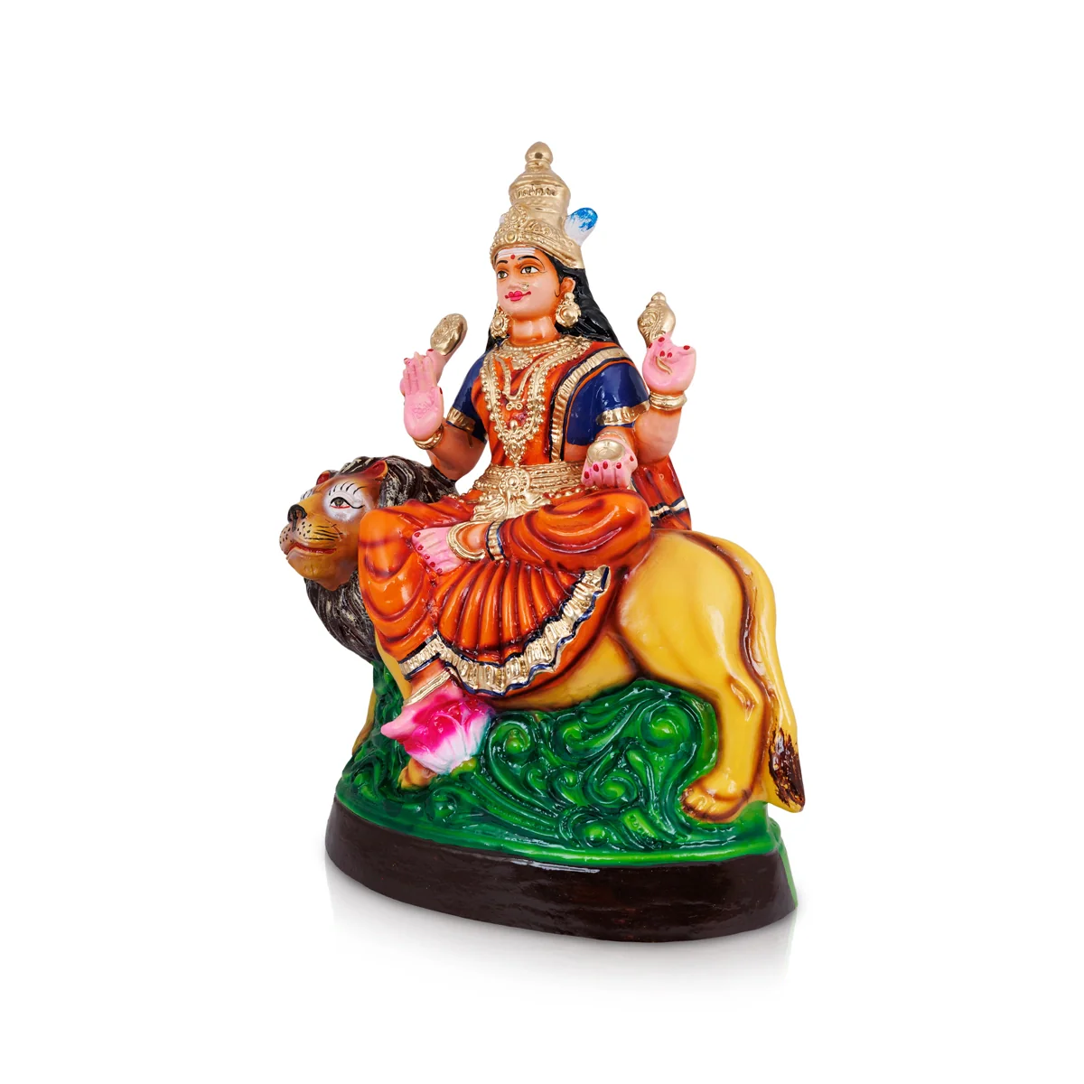 Simhavahini Durga Murti Paper Mache Golu Bommai- 24 X 17 Inches | Giri Golu Doll/Navaratri Gombe/Navratri Decor - Image 3