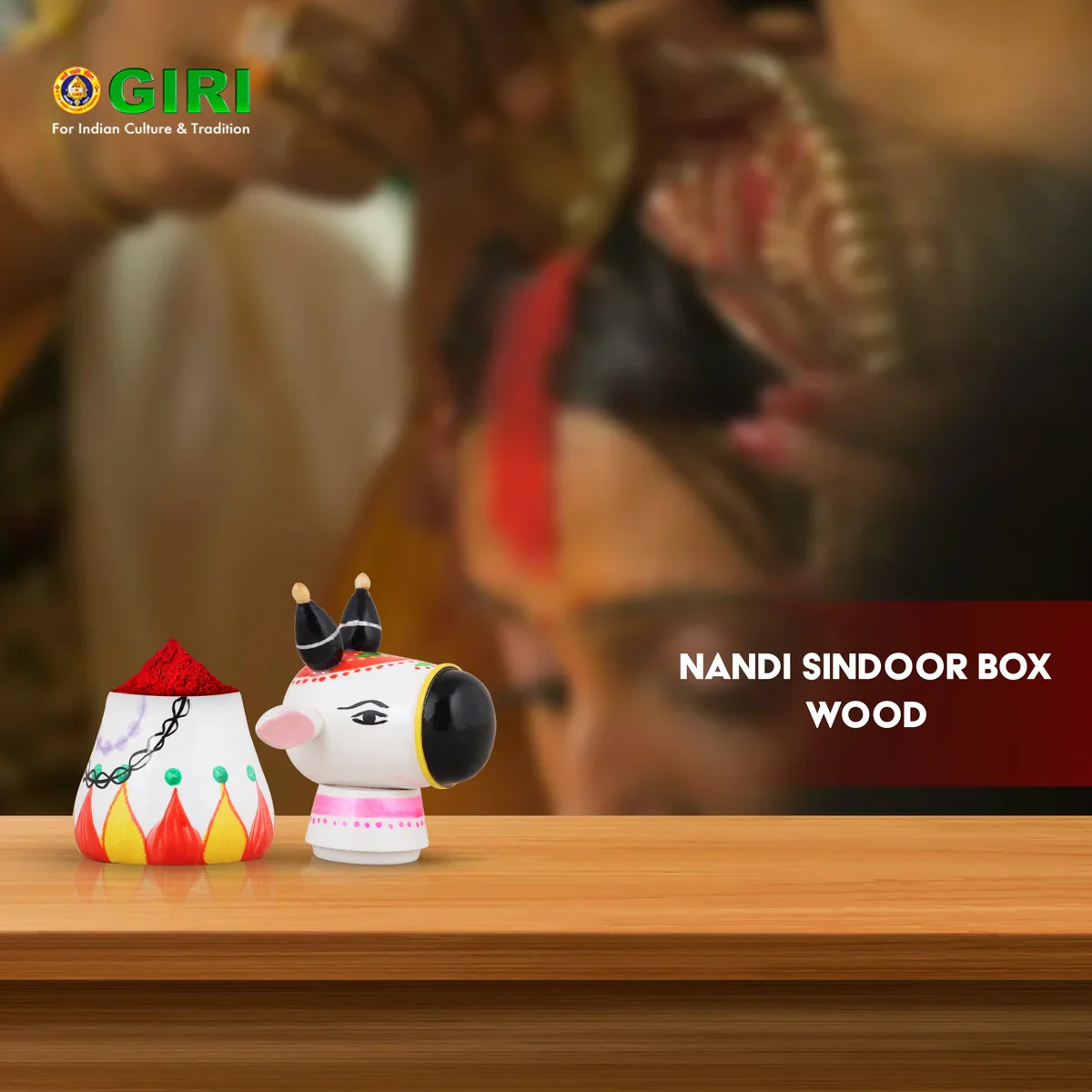 Sindoor Box - 4.5 x 3 Inches | Nandi Design Kumkum Bharani/ Wooden Kumkum Box for Pooja - Image 7