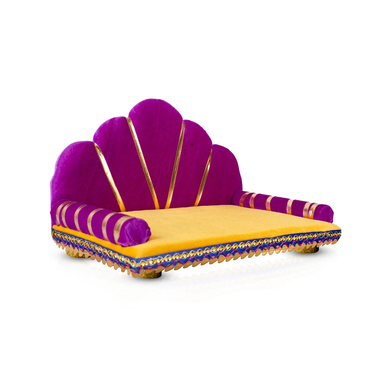 Sinhasan With Base - 7 x 12 Inches | Decorative Singhasan/ Velvet Simhasanam for Deity - Image 2