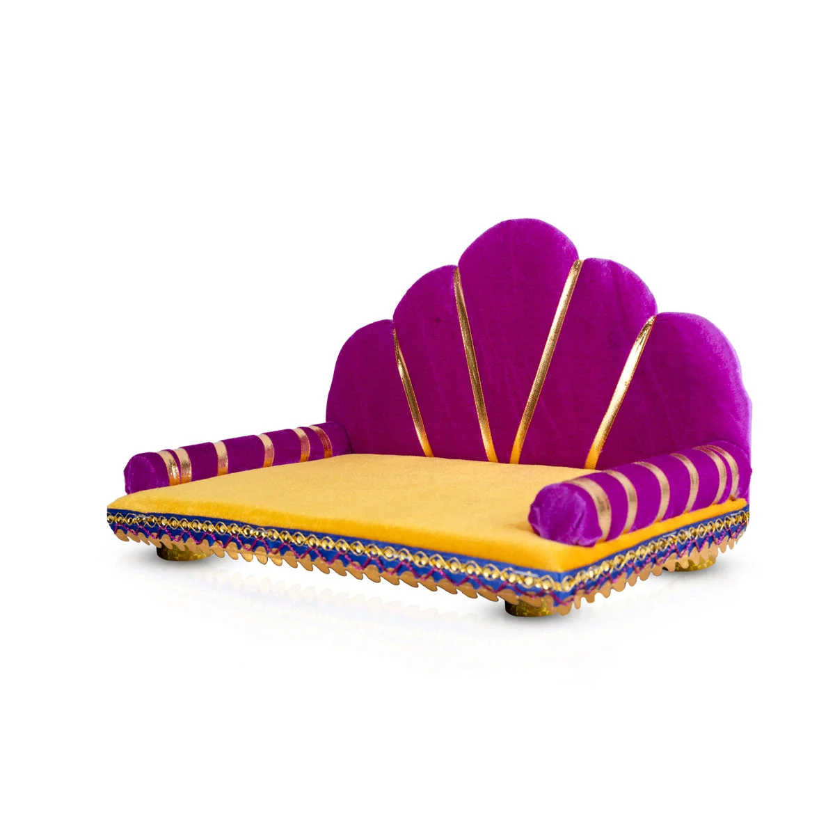 Sinhasan With Base - 7 x 12 Inches | Decorative Singhasan/ Velvet Simhasanam for Deity - Image 3