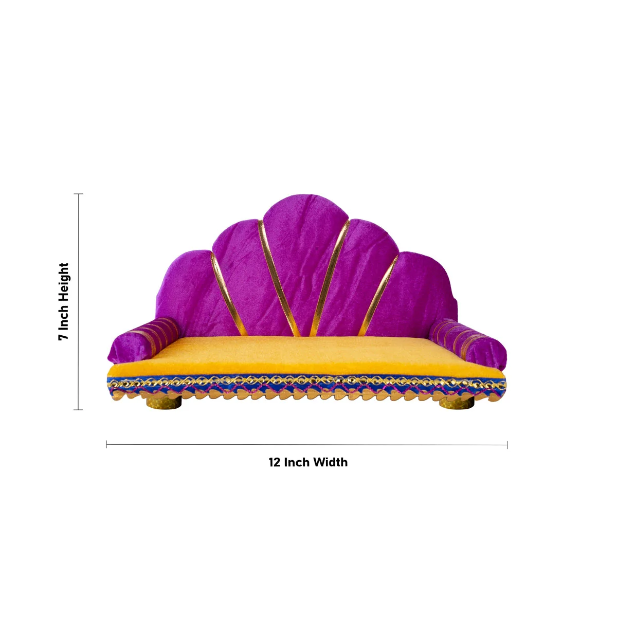 Sinhasan With Base - 7 x 12 Inches | Decorative Singhasan/ Velvet Simhasanam for Deity - Image 5