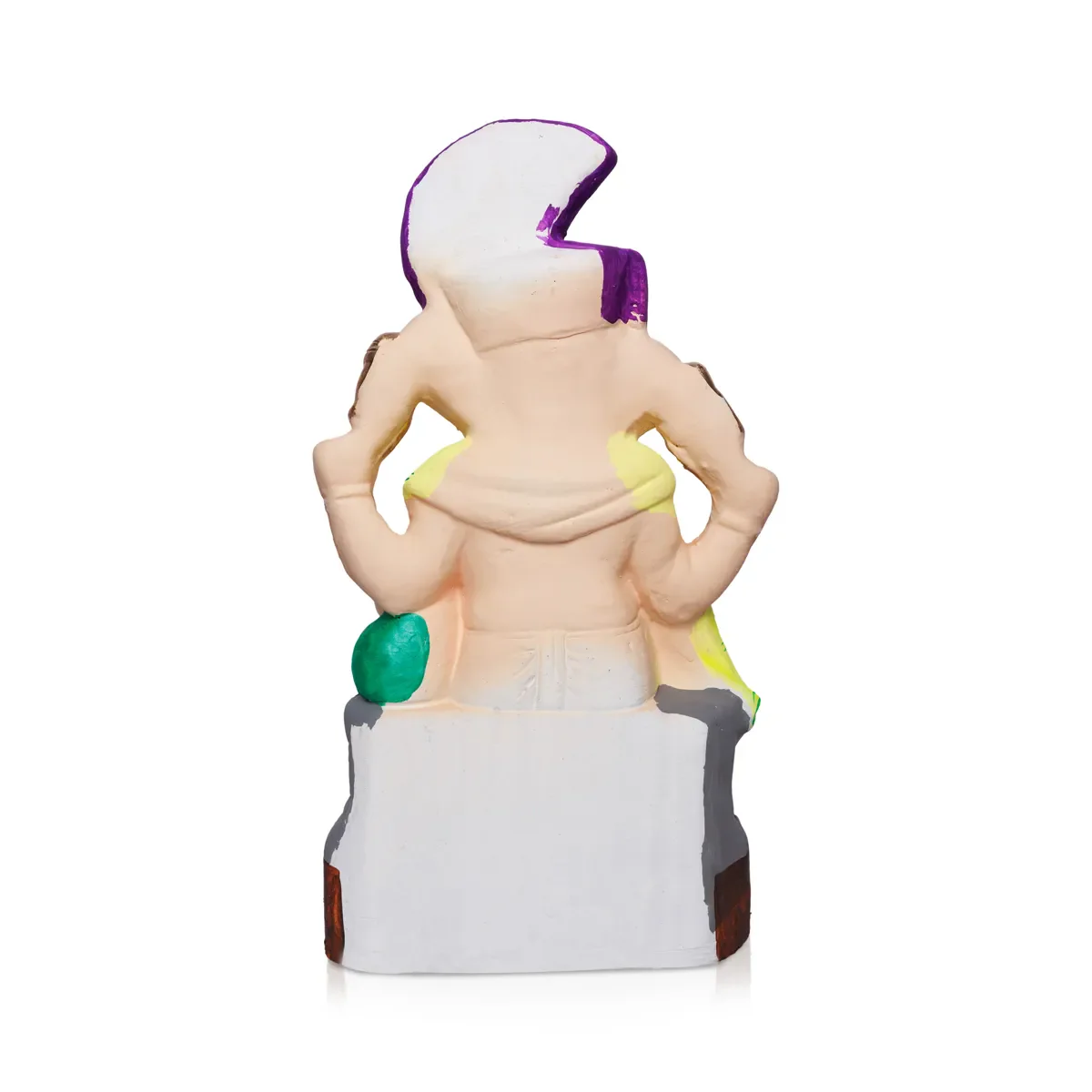 Sitting Ganesh Murti - 17 x 8.5 Inches | Left Trunk Ganpati/ Clay Vinayaka Idol With Diwan for Ganesh Chaturthi/ Assorted Colour - Image 4