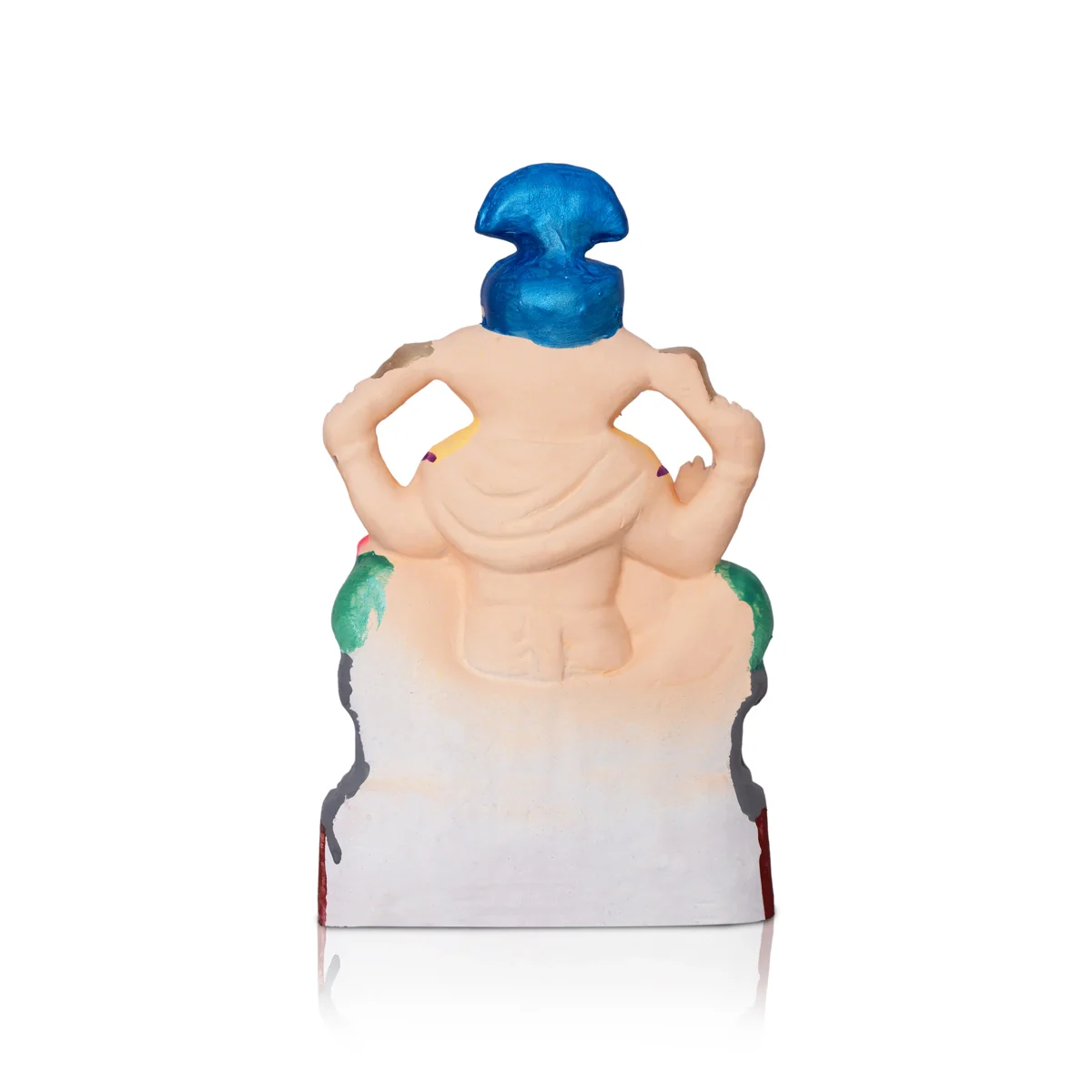 Sitting Ganesh Murti- 8 x 4.5 Inches | Clay Sculpture/ Vinayaka Statue With Turban/ Ganapati Chaturthi - Image 5