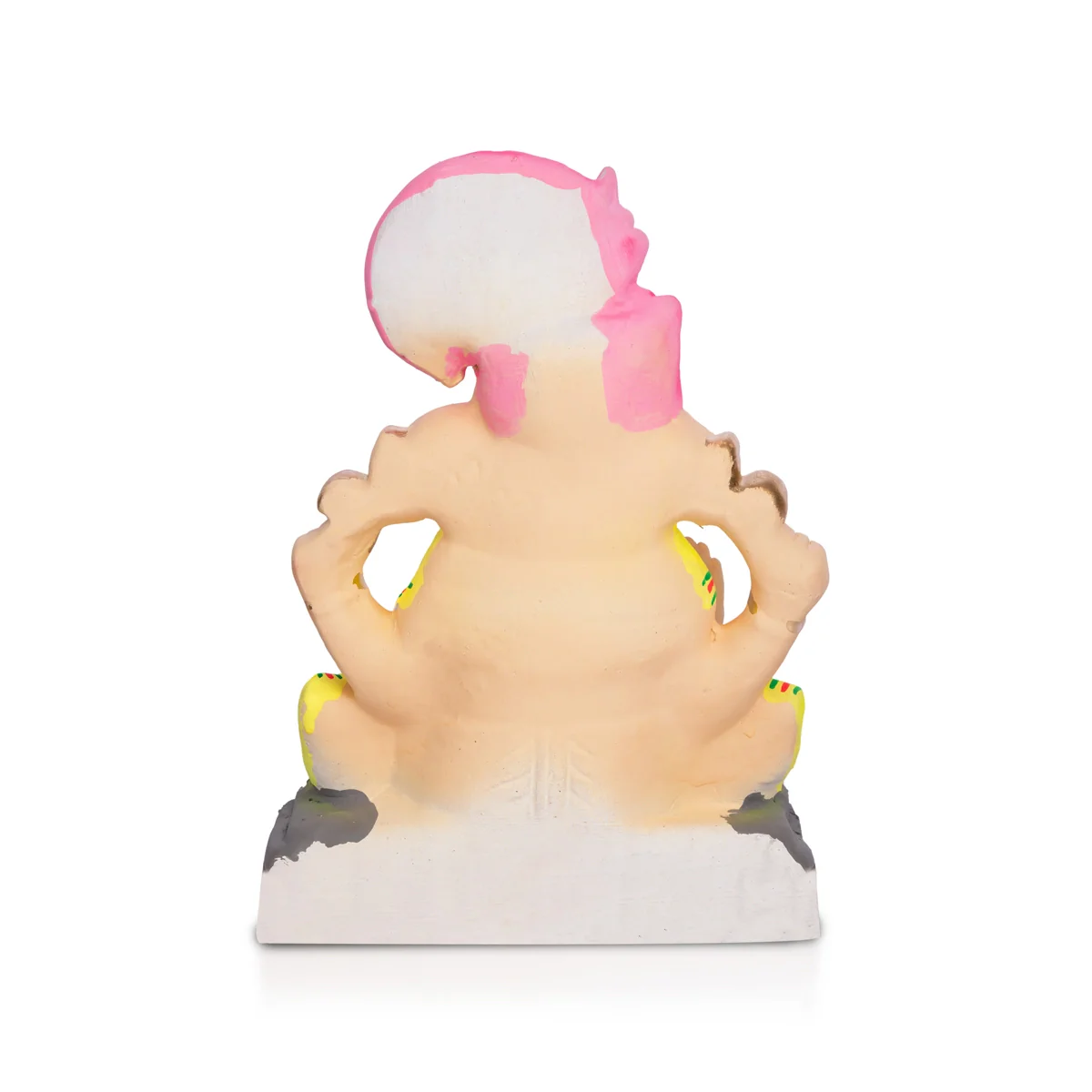 Sitting Ganesh Murti- 8 x 5.5 Inches | Clay Sculpture/ Vinayaka Statue With Crown/ Ganapati Chaturthi - Image 5