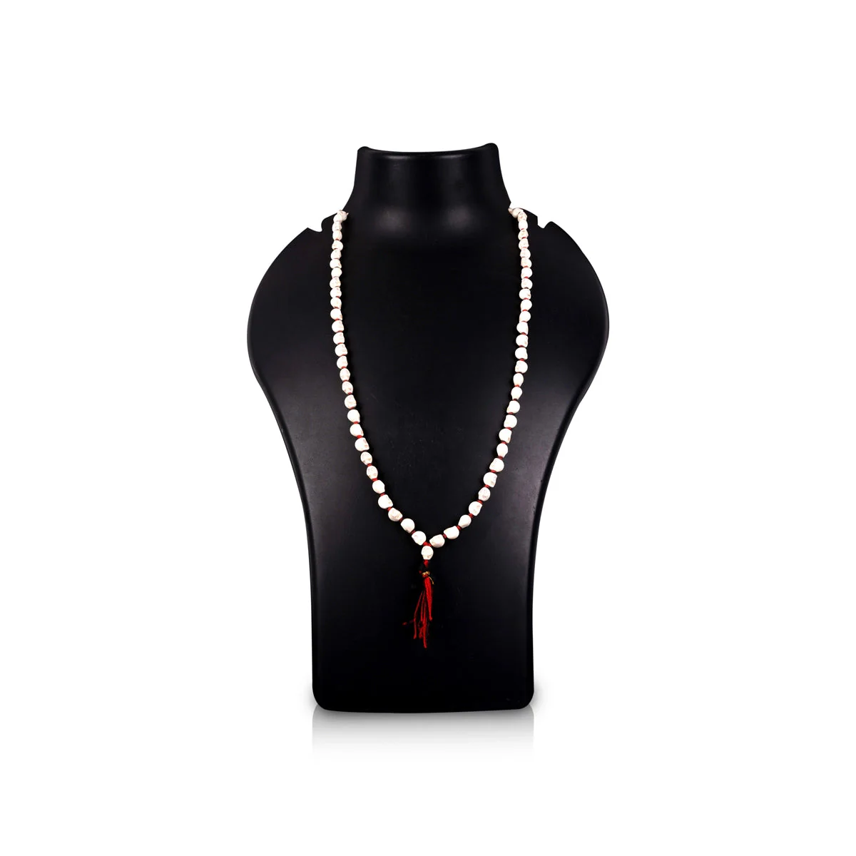 Skeleton Beads Mala With Thread Knot - 16 Inches | White Coloured Skeleton Mala/ 6mm/ Mund Mala For Kali Decor