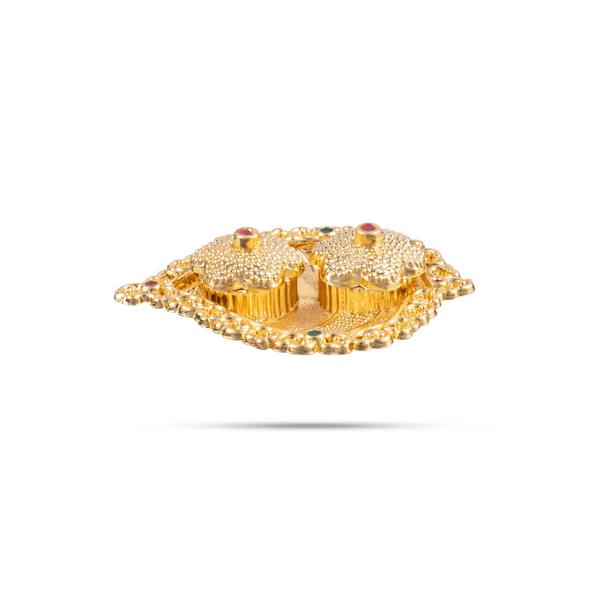 Kumkum Bharani With Plate - 1 x 3.5 Inches | Gold Colour Kumkum Box/ Sindoor Pot for Women - Image 15