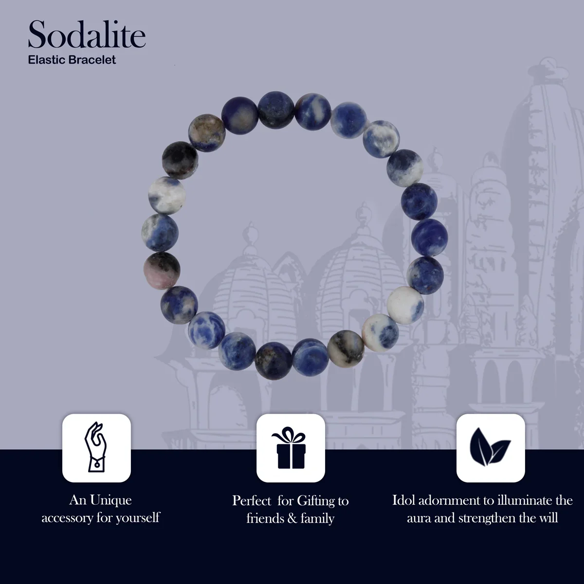 Sodalite Bracelet - 2.5 Inches | Elastic Gemstone Bracelet/ Crystal Jewellery for Men & Women - Image 4