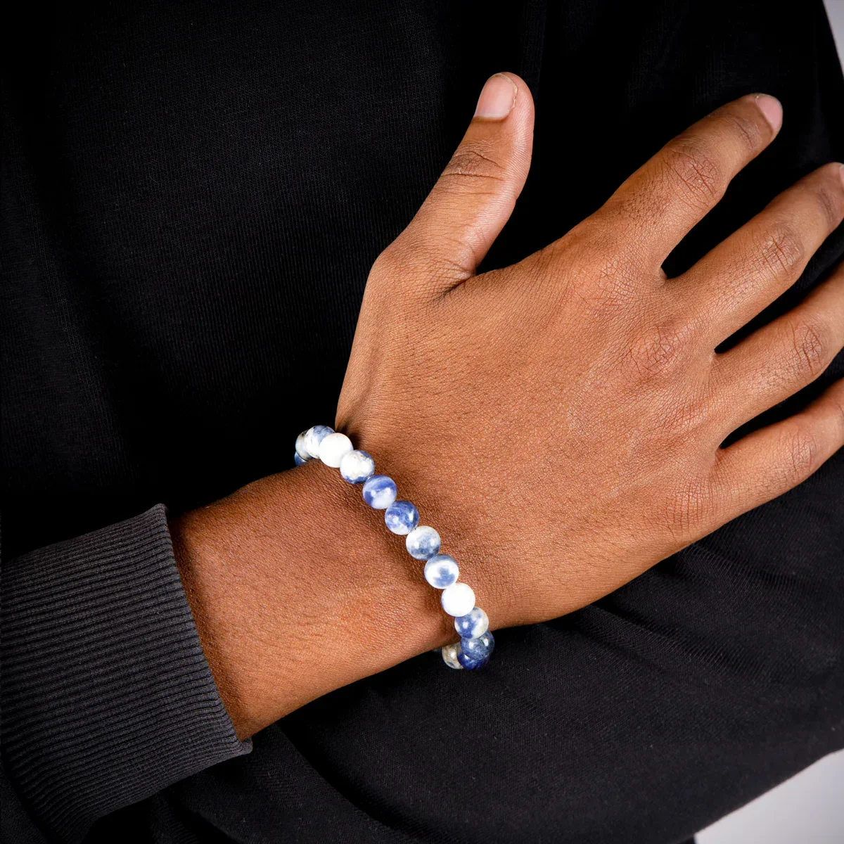 Sodalite Bracelet - 2.5 Inches | Elastic Gemstone Bracelet/ Crystal Jewellery for Men & Women - Image 5