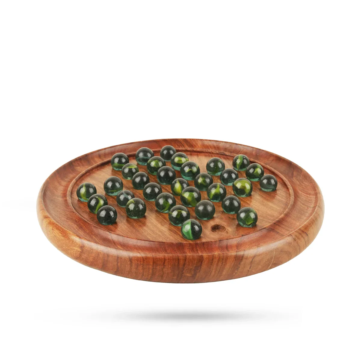 Solitaire Board - 1 x 9 Inches | Wooden Box with Glass Marbles/ Brainvita Board Game for Kids - Image 3