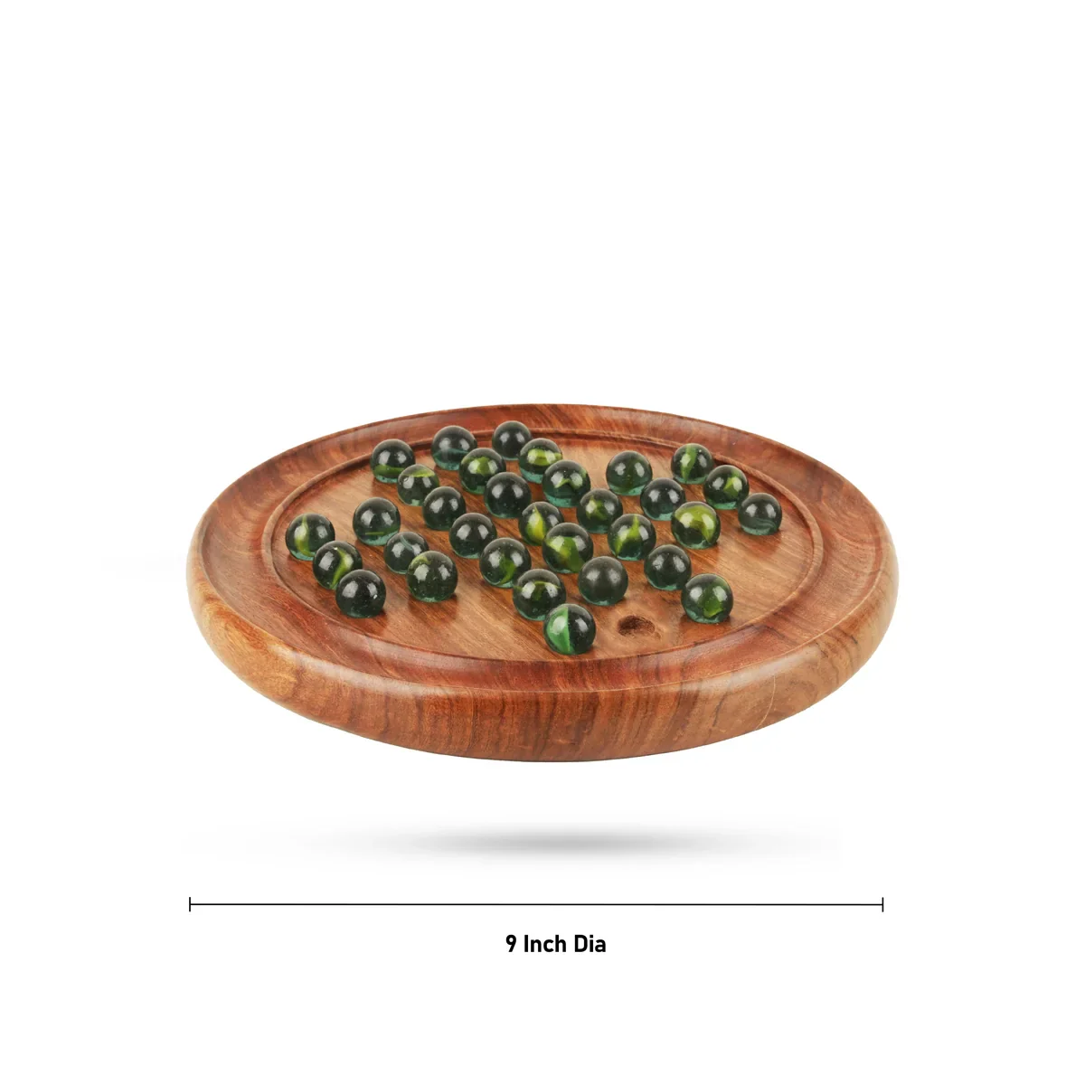 Solitaire Board - 1 x 9 Inches | Wooden Box with Glass Marbles/ Brainvita Board Game for Kids - Image 4
