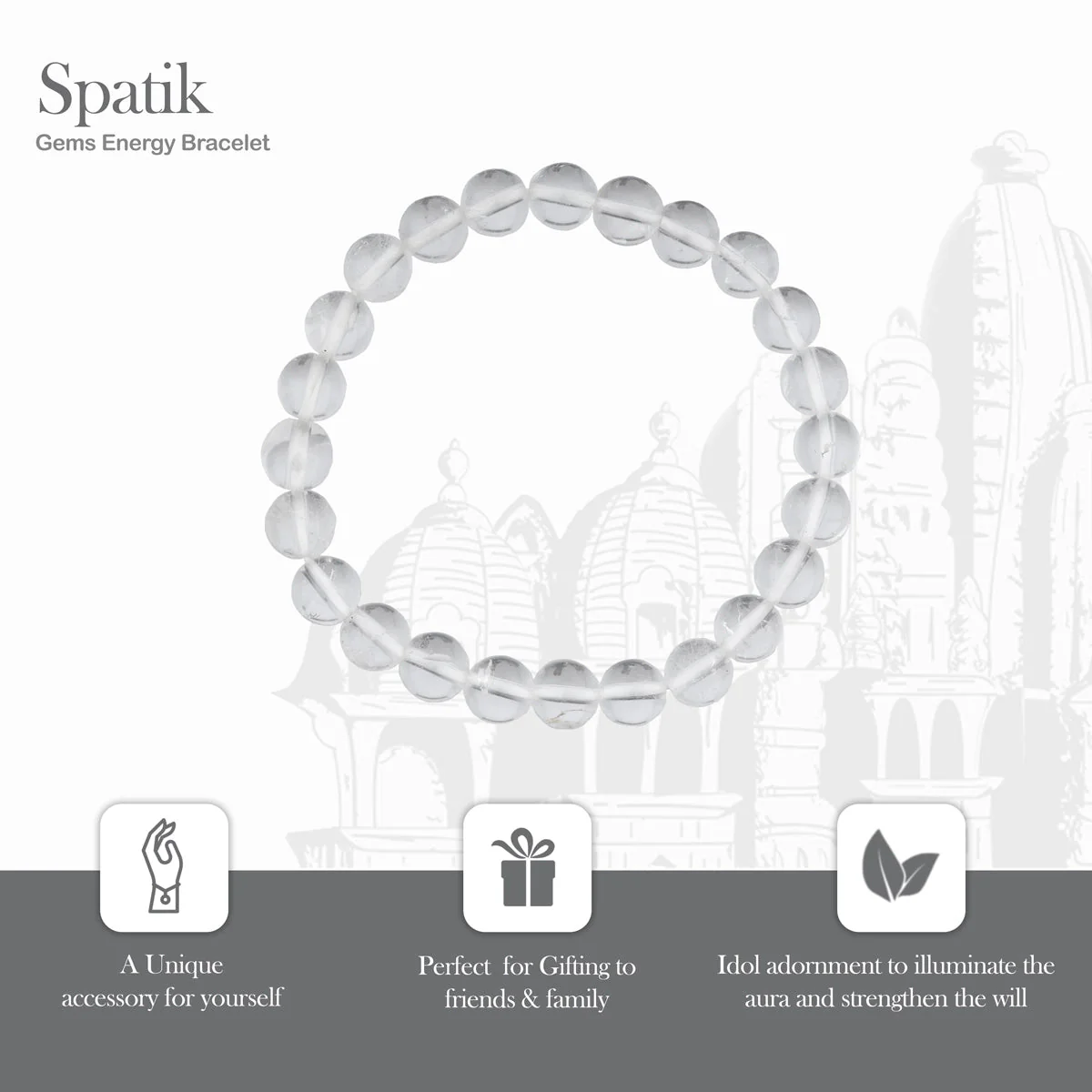 Spatik Bracelet - 3 Inches | Sphatik Stone Hand Band/ Crystal Sphatik Bracelet for Cooling Effect - Image 5