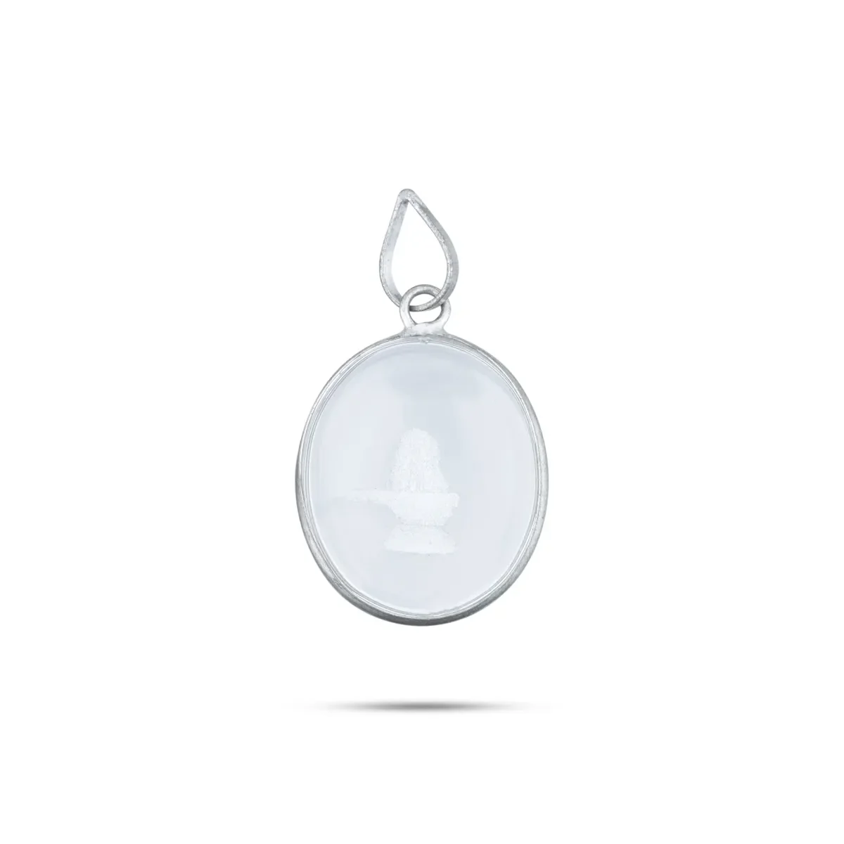 Sphatik Locket - 1 X 0.75 Inches | Spatika Dollar/ Oval Shape Sphatik Pendant For Spiritual Wear - Image 2