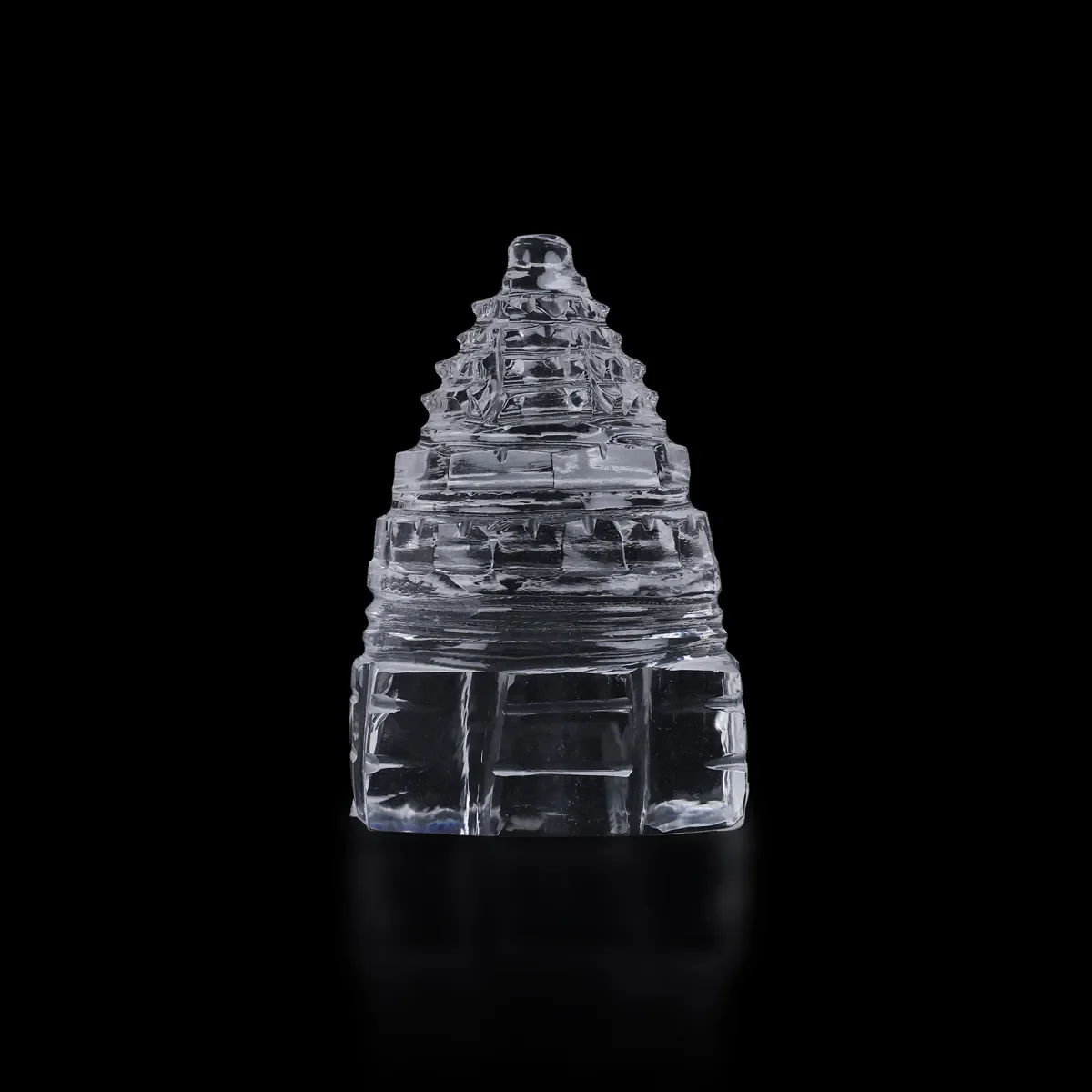Sphatik Meru Shree Yantram -1.75 Inches | Crystal Meru Yantra/ Sri Chakra For Pooja, Wealth & Positive Energy