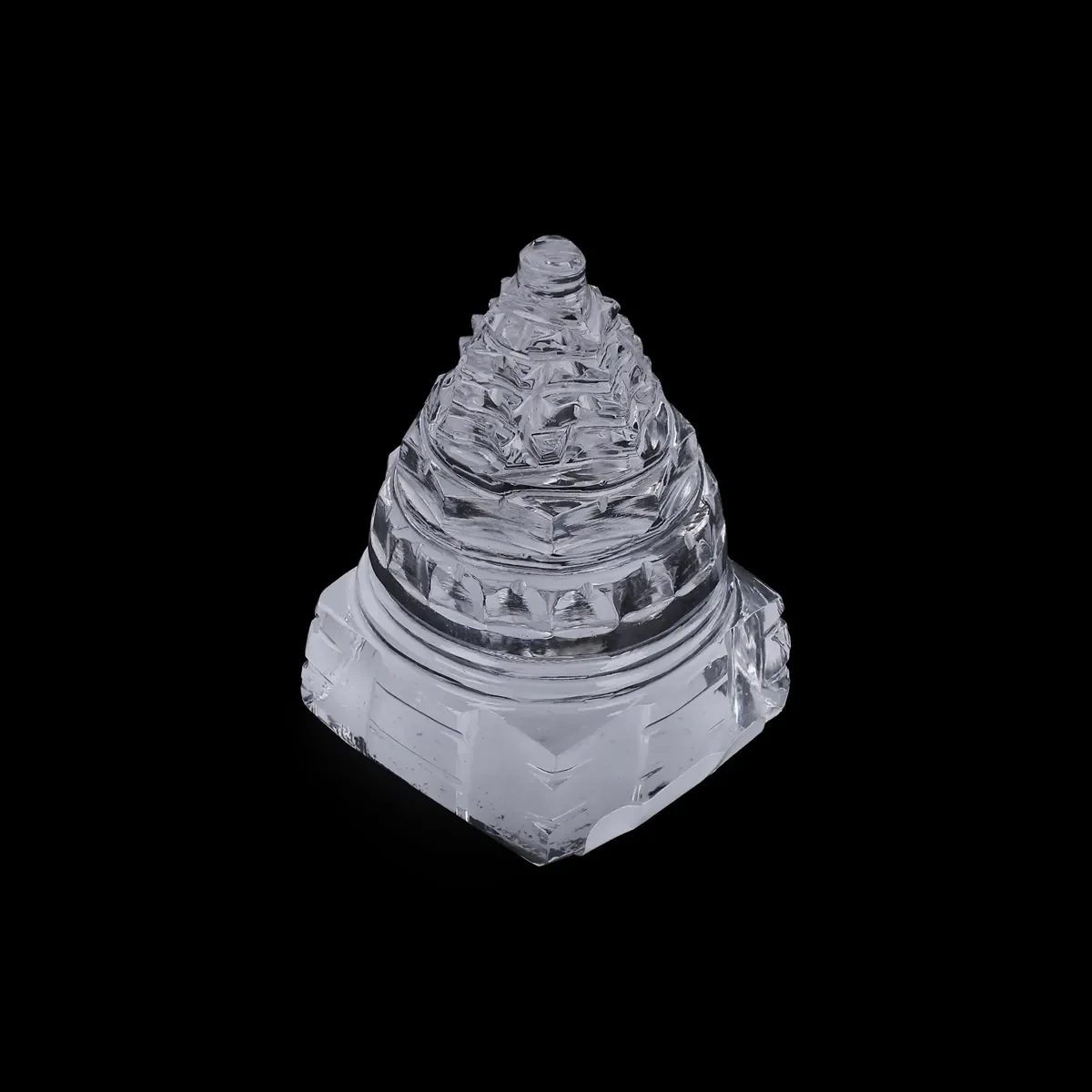Sphatik Meru Shree Yantram -1.75 Inches | Crystal Meru Yantra/ Sri Chakra For Pooja, Wealth & Positive Energy - Image 2
