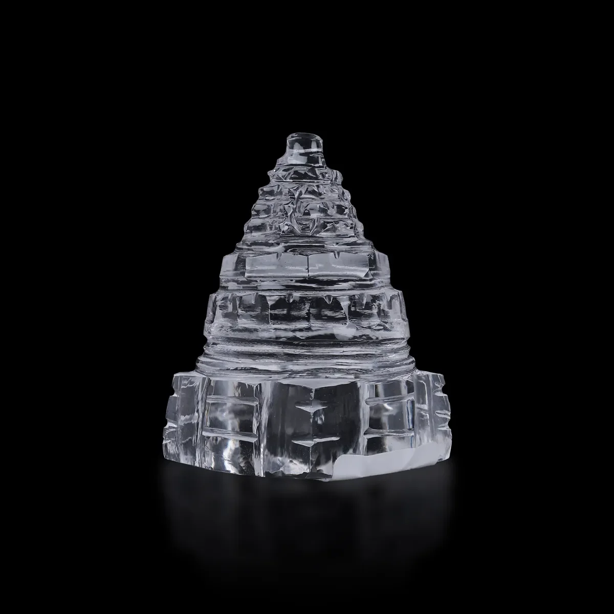 Sphatik Meru Shree Yantram -1.75 Inches | Crystal Meru Yantra/ Sri Chakra For Pooja, Wealth & Positive Energy - Image 3