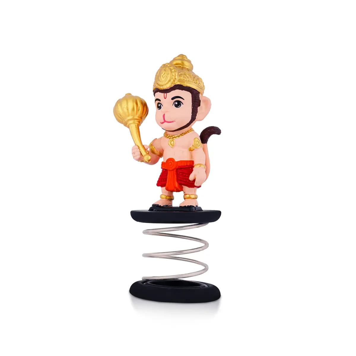 Spring Anjaneya Statue Car Dashboard Stand - 5 X 2 Inches | Car Decor/ Skin Colour Hanuman Statue For Gifting - Image 2