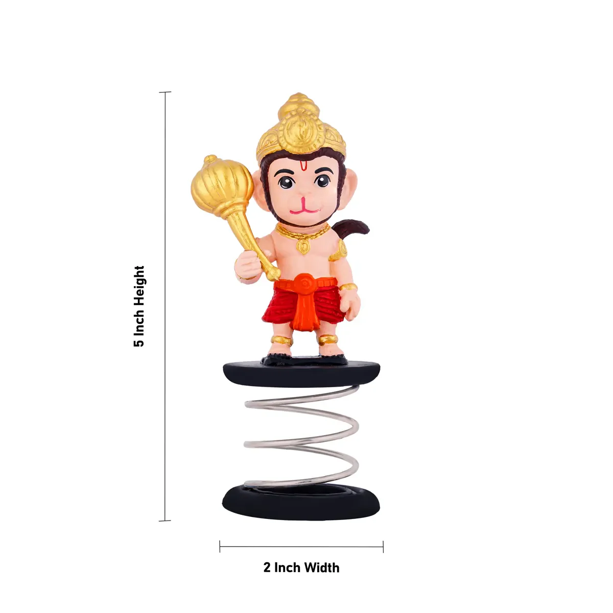 Spring Anjaneya Statue Car Dashboard Stand - 5 X 2 Inches | Car Decor/ Skin Colour Hanuman Statue For Gifting - Image 4