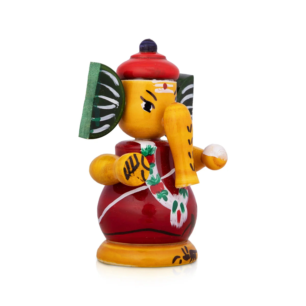 Spring Ganesh Murti - 4 X 2.75 Inches | Painted Ganpati Murti/ Wood Sculpture For Car Dashboard - Image 4