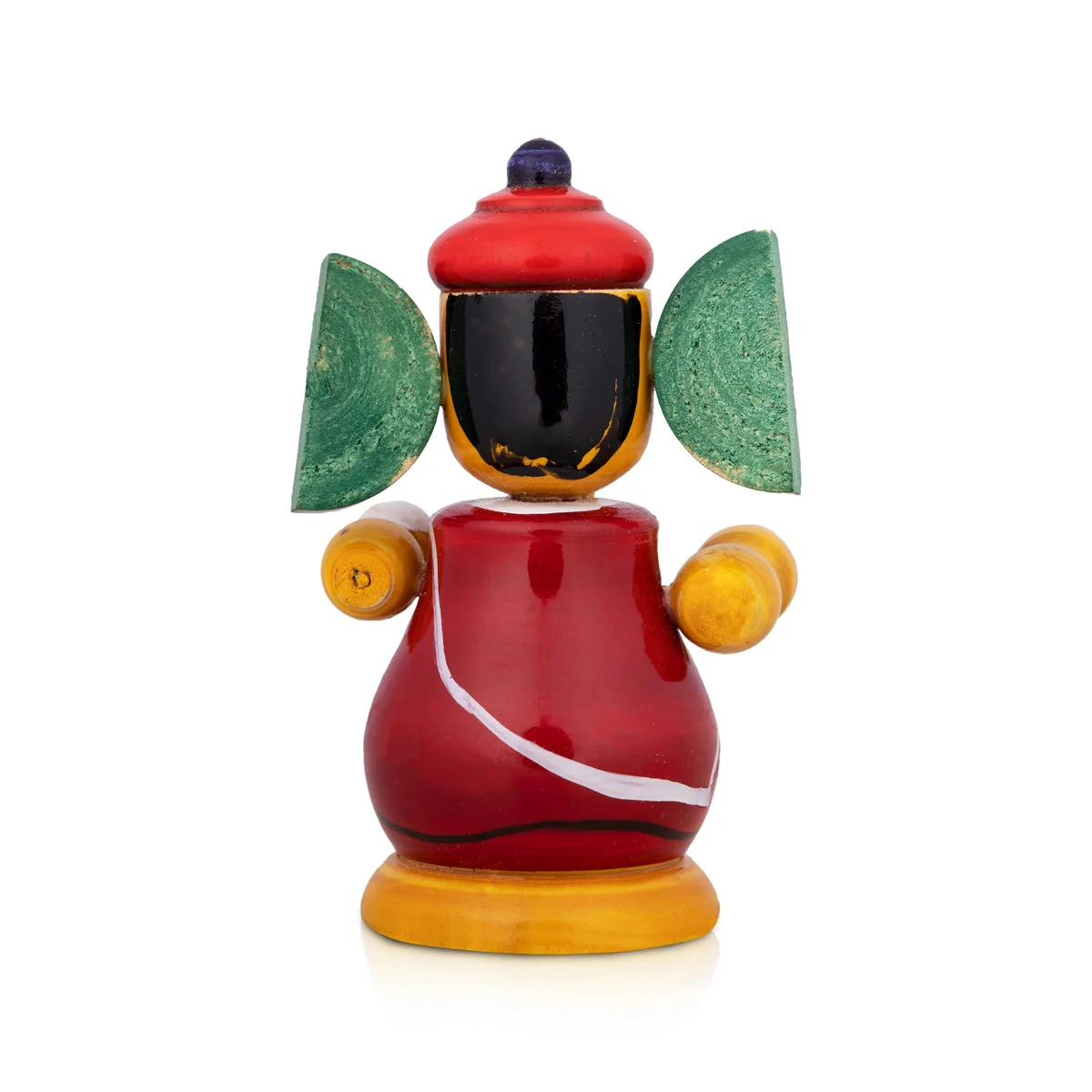 Spring Ganesh Murti - 4 X 2.75 Inches | Painted Ganpati Murti/ Wood Sculpture For Car Dashboard - Image 6