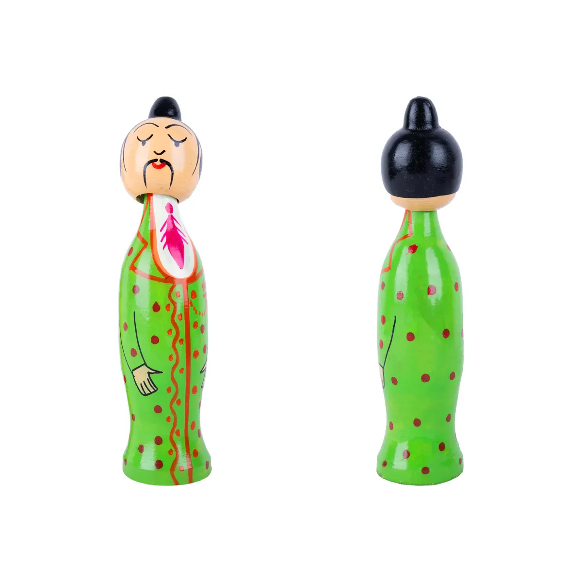 Spring Japanese Doll Pair - 7.5 x 1.75 Inches | Kondapalli Bommalu/ Wood Sculpture/Handmade Showpiece for Home - Image 4
