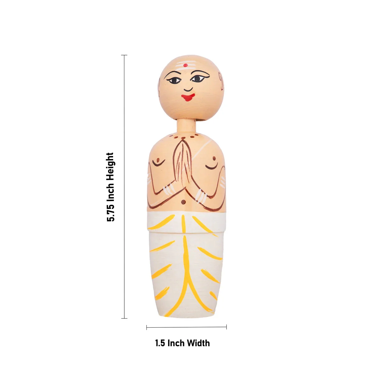 Spring Wooden Doll Iyer- 5.75 X 1.5 Inches | Decorative Showpiece/ Wood Sculpture/Wooden Toy For Kids & Table Decor - Image 5