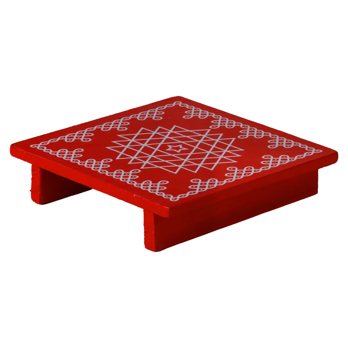 Square Manai with Bush Leg - 1.5 x 6 Inches | Chowki/ Wooden Bajot/ Aasan for Pooja