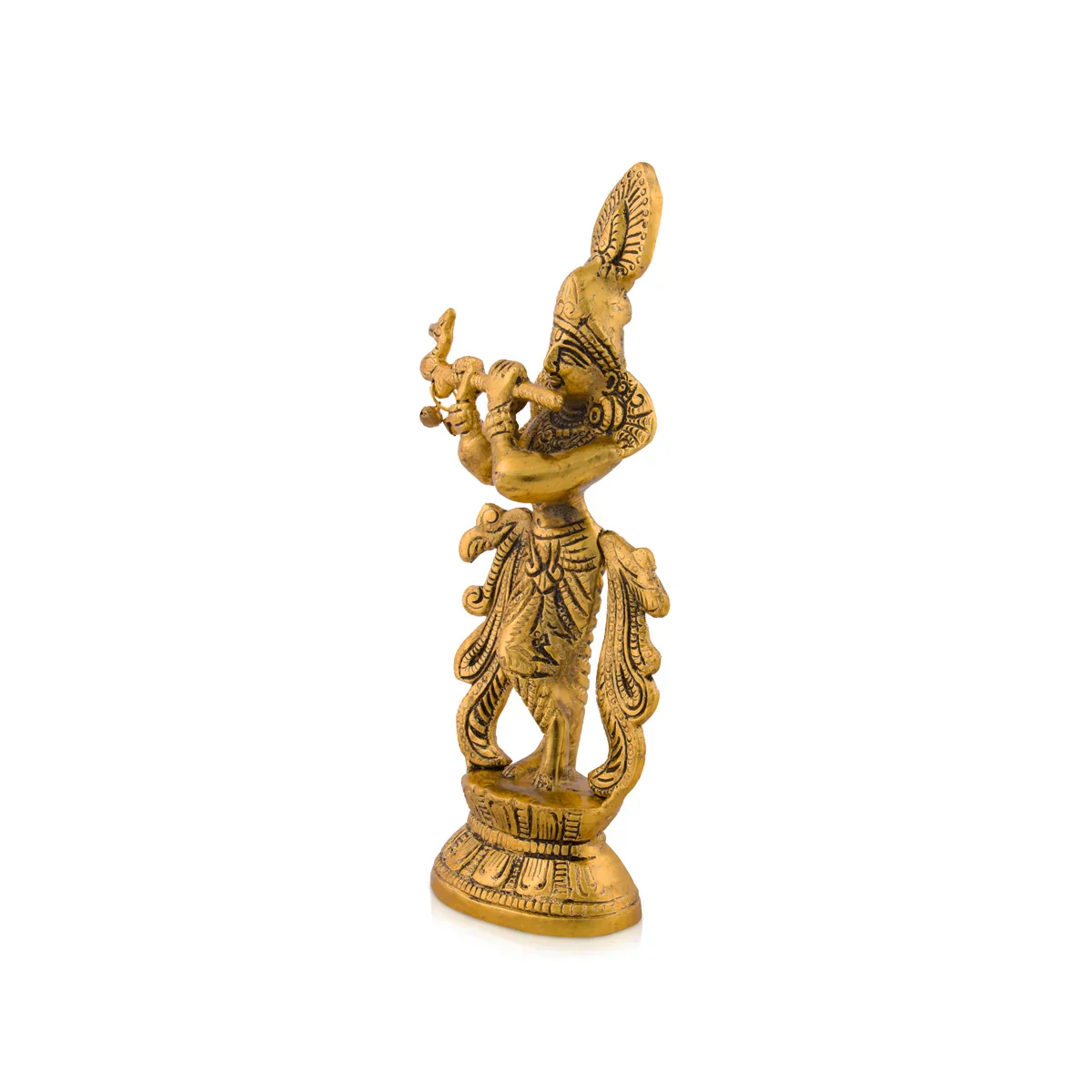 Sri Krishna Idol - 8.5 x 4 Inches | Gold Polish Statue/ Aluminium Kannan Statue for Pooja - Image 3