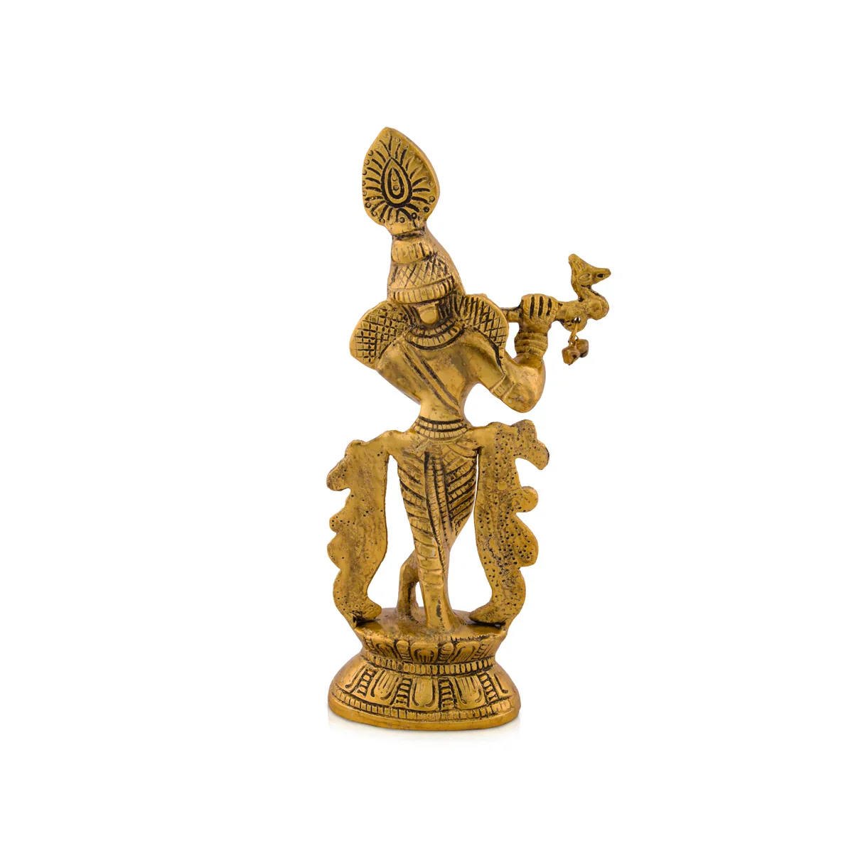 Sri Krishna Idol - 8.5 x 4 Inches | Gold Polish Statue/ Aluminium Kannan Statue for Pooja - Image 4