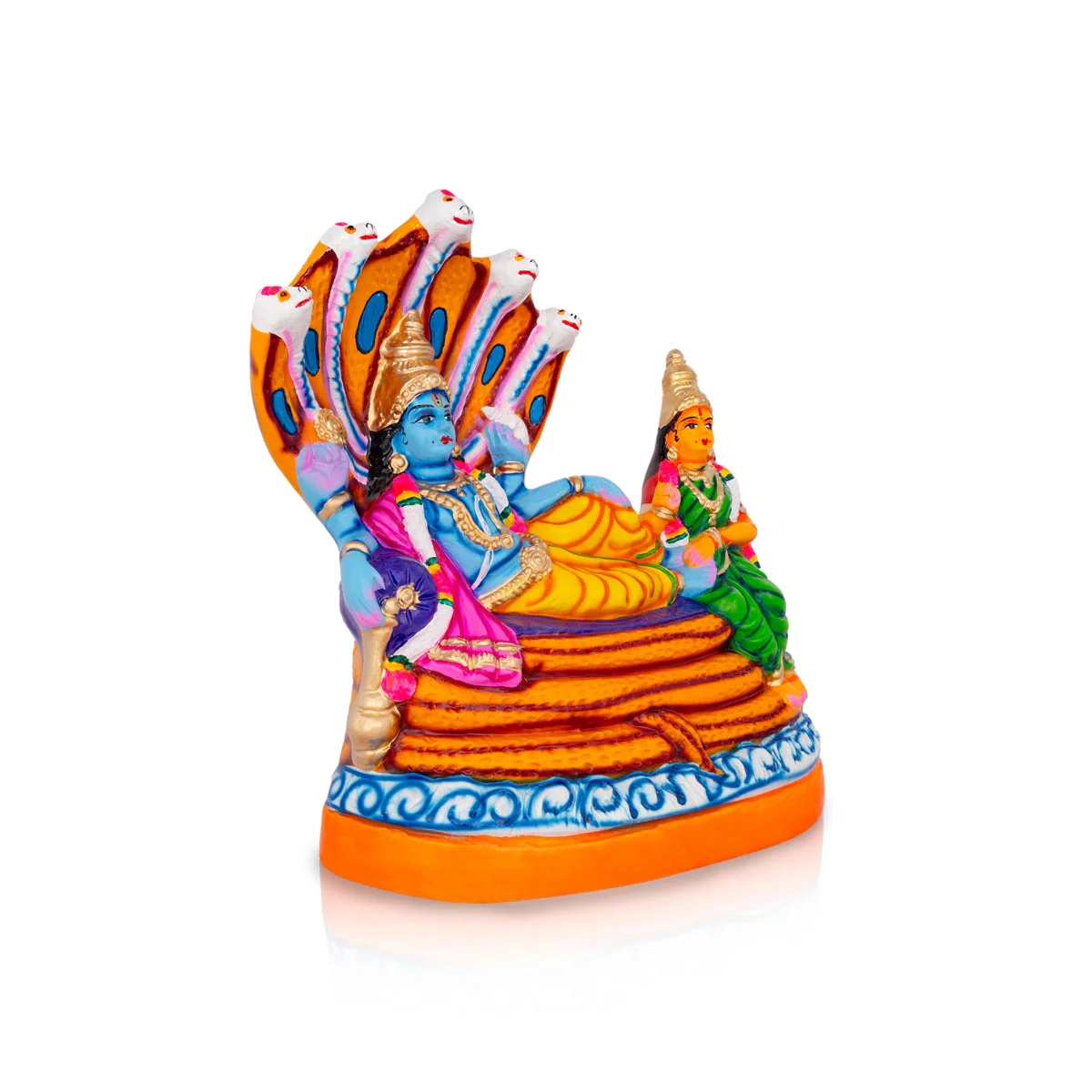 Sri Ranganathar Statue With Lakshmi Paper Mache Golu Bommai - 14 X 13 Inches | Navaratri Gombe/ Giri Golu Doll - Image 2