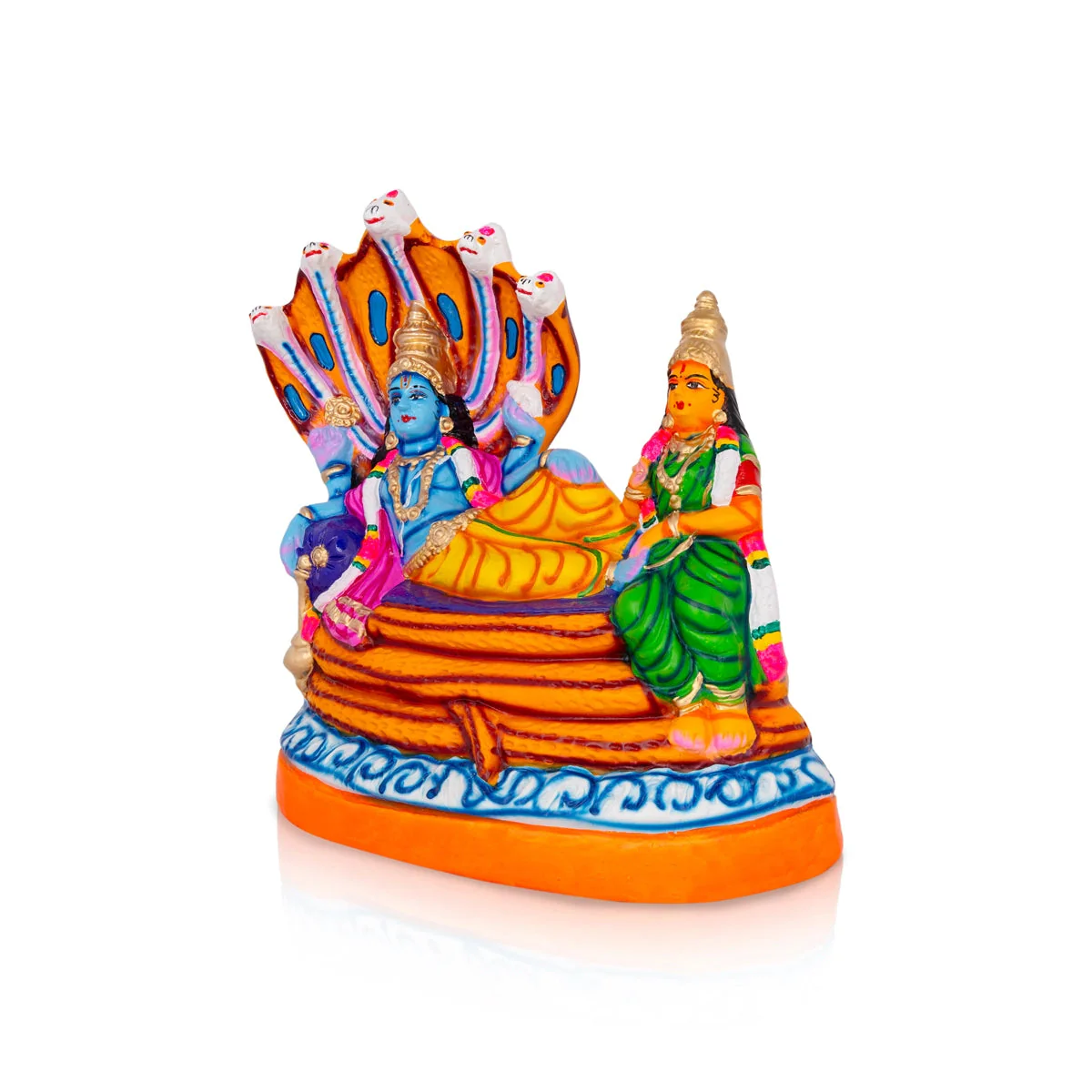 Sri Ranganathar Statue With Lakshmi Paper Mache Golu Bommai - 14 X 13 Inches | Navaratri Gombe/ Giri Golu Doll - Image 3