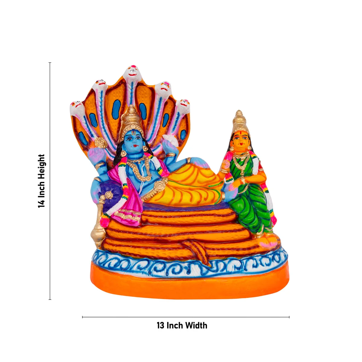 Sri Ranganathar Statue With Lakshmi Paper Mache Golu Bommai - 14 X 13 Inches | Navaratri Gombe/ Giri Golu Doll - Image 5
