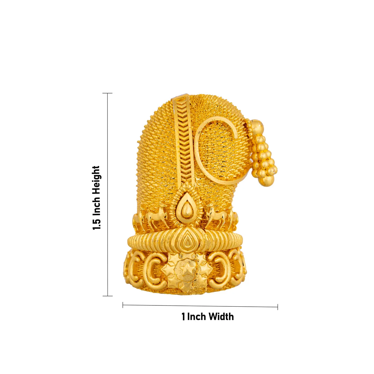 Sridevi Bhudevi Crown Pair - 1.5 X 1 Inches | Mukut/ Gold Polish Kireedam/ Kiridam For Deity Adornment - Image 2